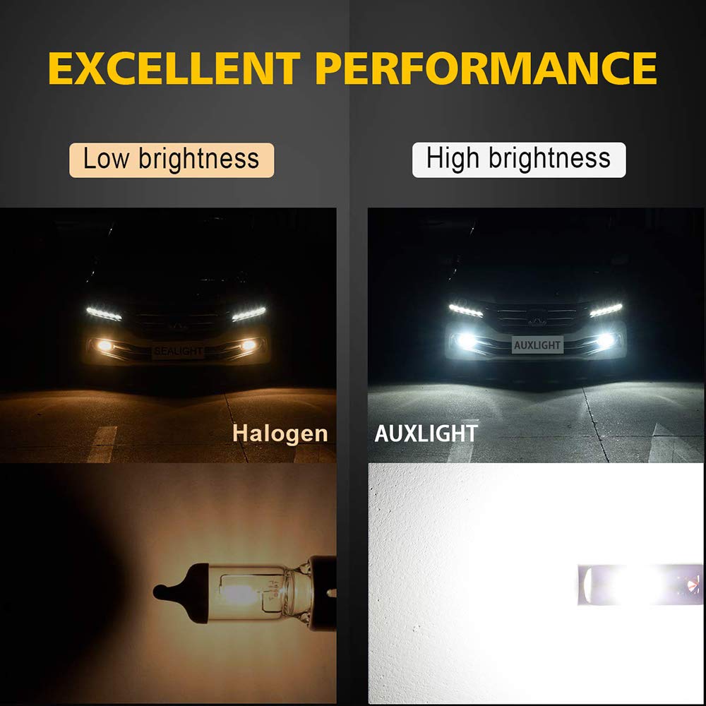 Auxlight 880 890 899 892 893 884 885 Led Fog Light Bulbs 6000K Xenon White, Super Bright High Power Cob Chips Led Fog Daytime Running Lights Drl Bulbs Replacement For Cars, Trucks (Pack Of 2)