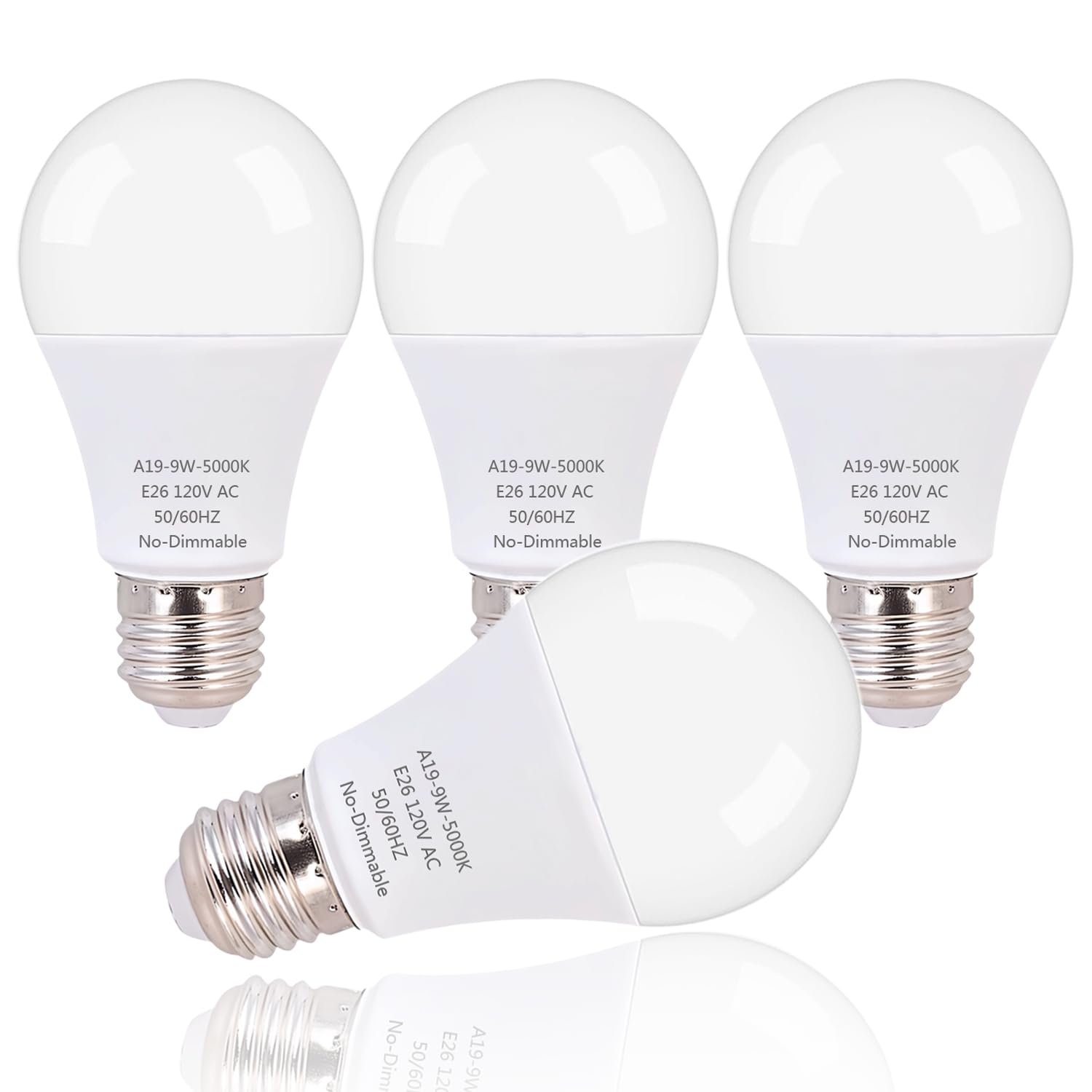 Zwwyvv Led Light Bulb,A19 60 Watt Equivalent, Energy Efficient 9W,800 Lumens, Daylight White 5000K, Non-Dimmable, 25,000 Hour Li