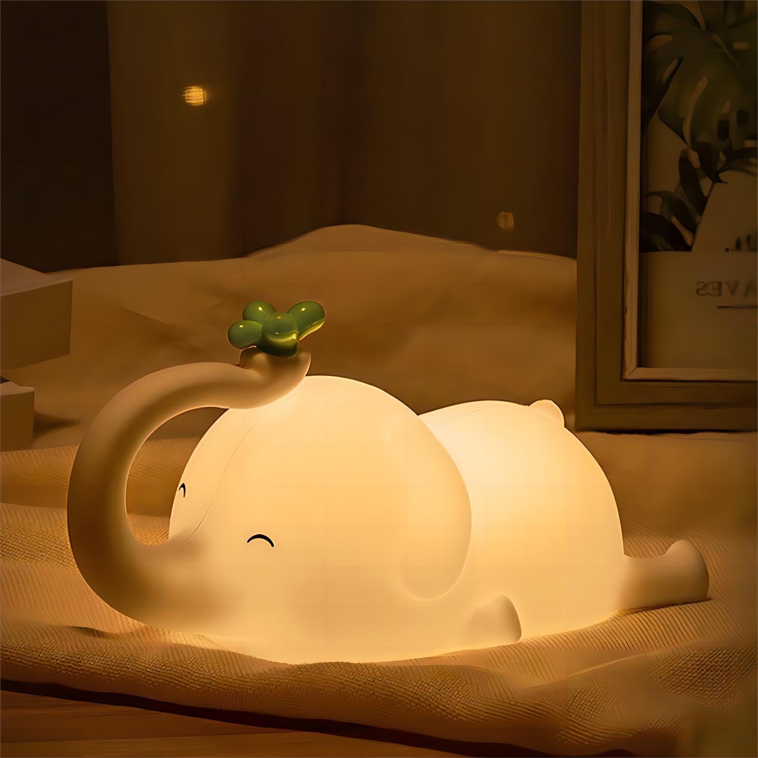 S Nmt Cute Elephant Silicone Night Light Led Novelty Lamp 3 Level Dimmable Nursery Nightlight Usb Rechargeable Timing Sleeping L