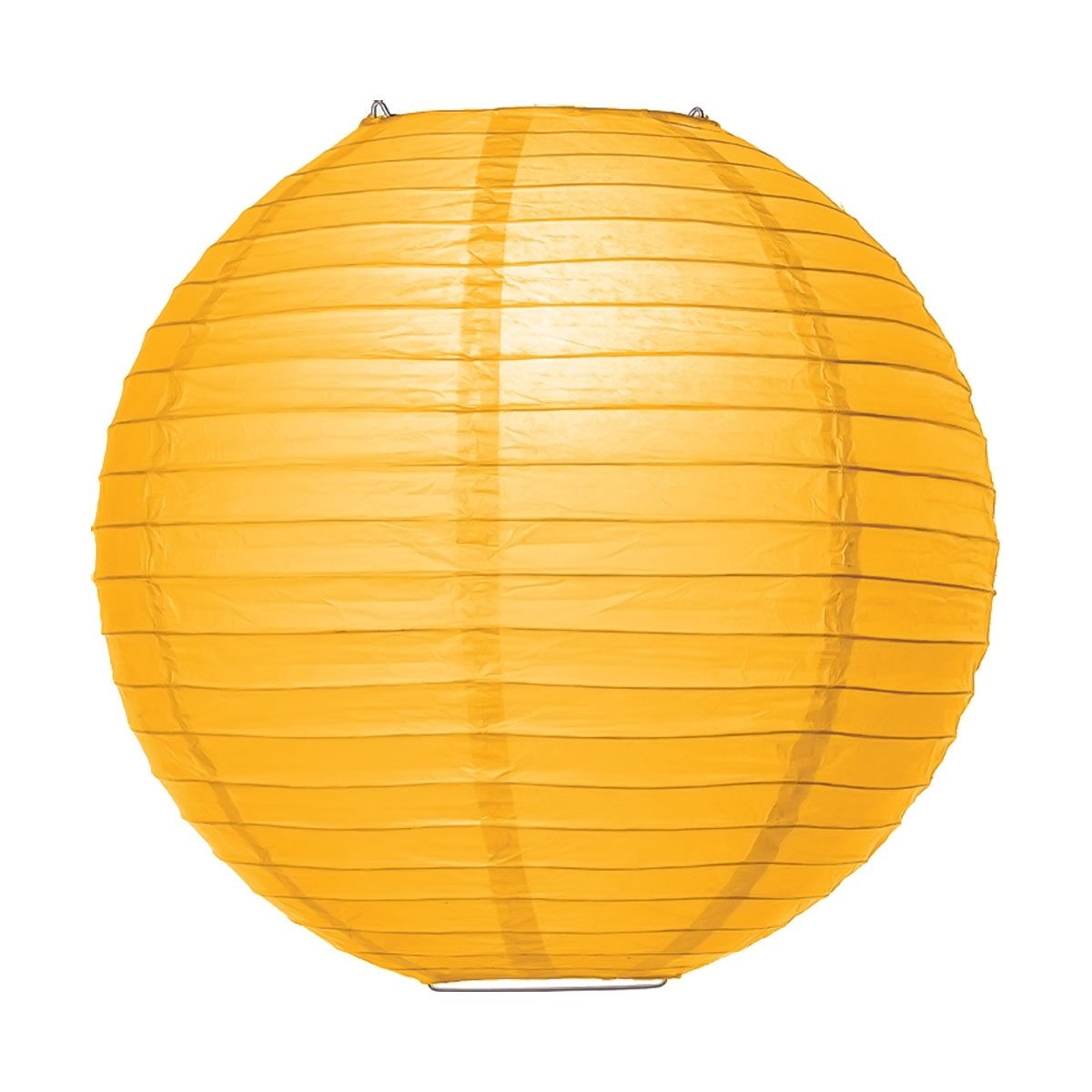 Luna Bazaar Paper Lantern - 14-Inch Sunflower Yellow, Round, Even Ribbing, Model L14SF-PL, Ideal for Weddings and Parties