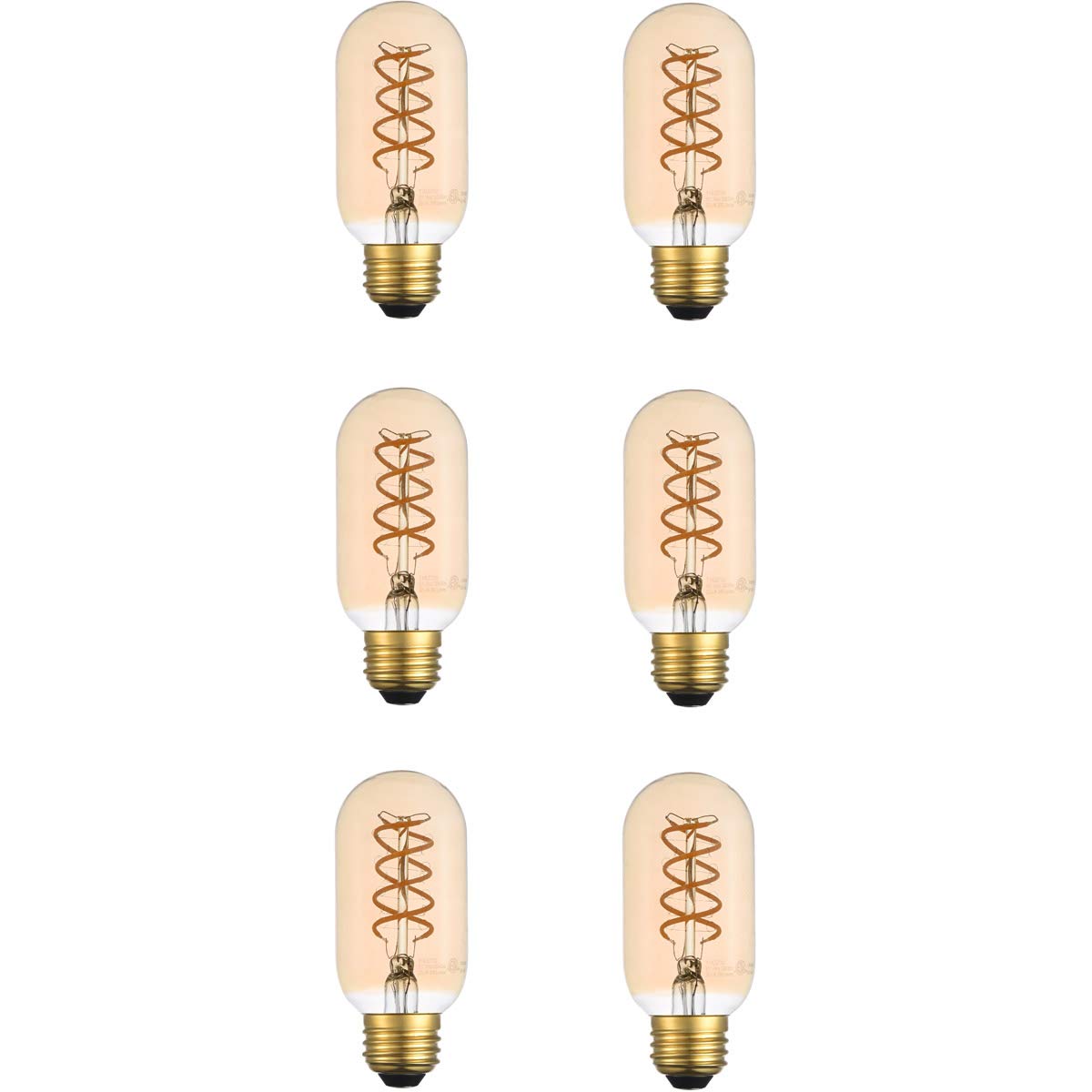 Elitco Lighting 6W 3000K Amber Vertical Helix Led Bulb Set Of 6 - Nostalgic Design