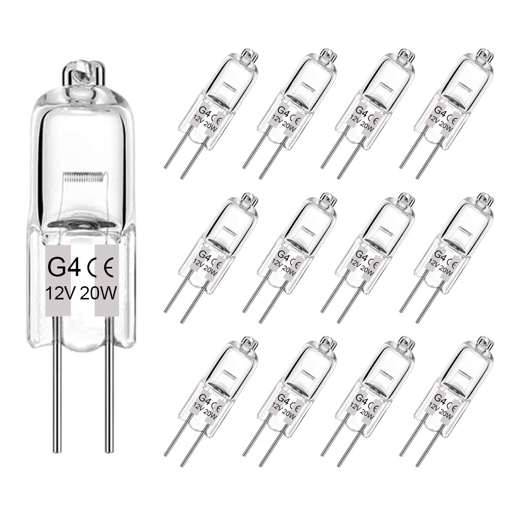 Lacnooe G4 Halogen Bulb 20W, 12 Pack Dimmable Light Bulb For Under Cabinet Puck Light, Chandeliers, Track Lighting, Ac/Dc 12 Vol