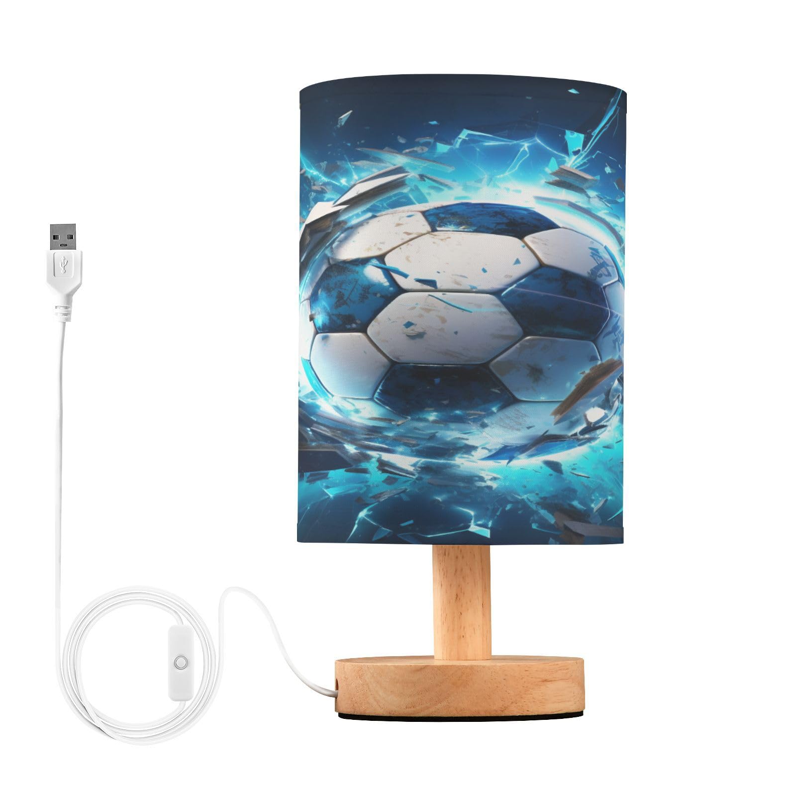ARGTILDN Football Soccer 3D LED Table Lamp for Bedroom Bedside Lamp with USB Charging Ports Decor Nightstand for Living Room Rea