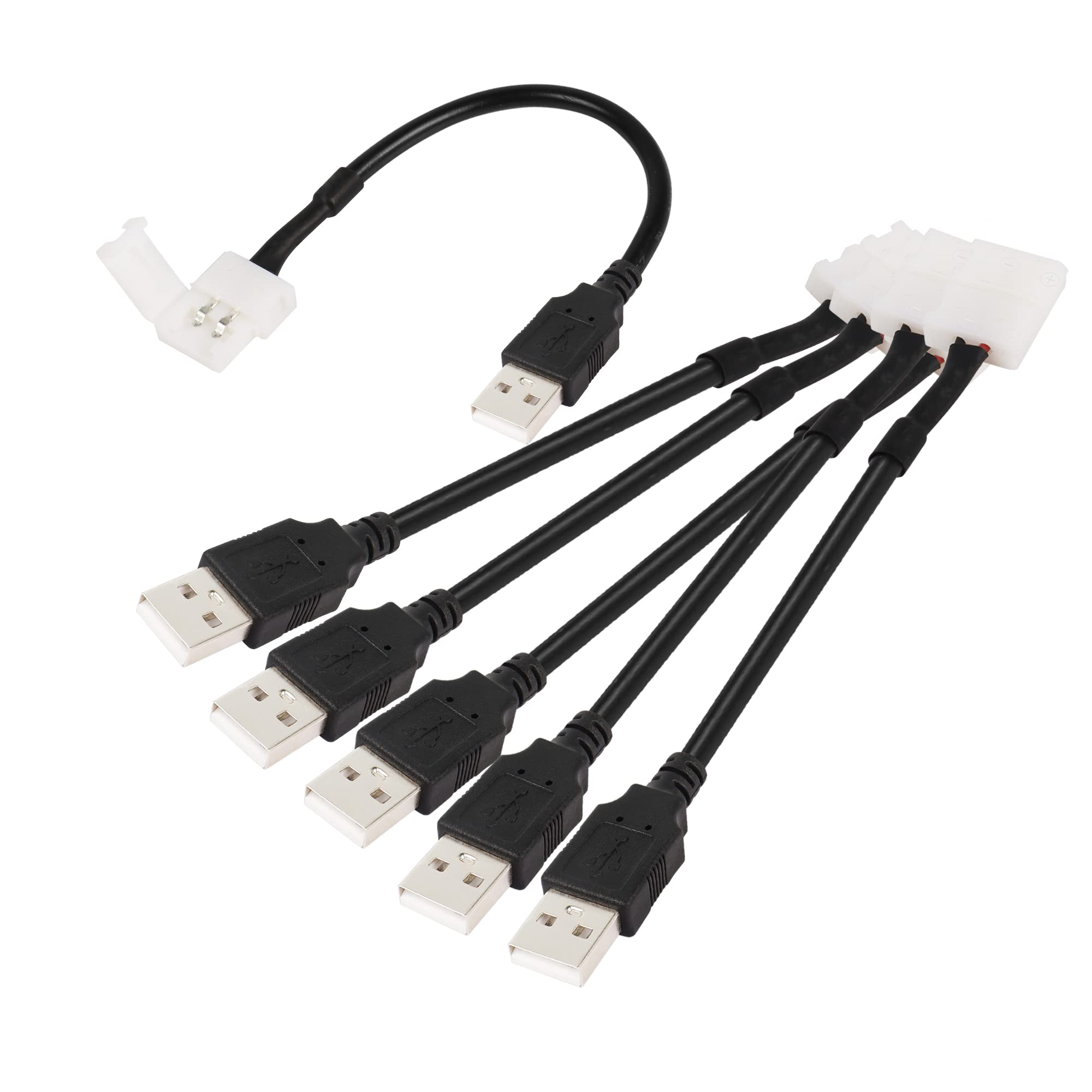 PNGKNYOCN 8mm USB LED Light Band Connector USB to 2-Pin 8mm Wide solderless Light Band Clip for 3528 5050 LED Light Bands(6-Pack)