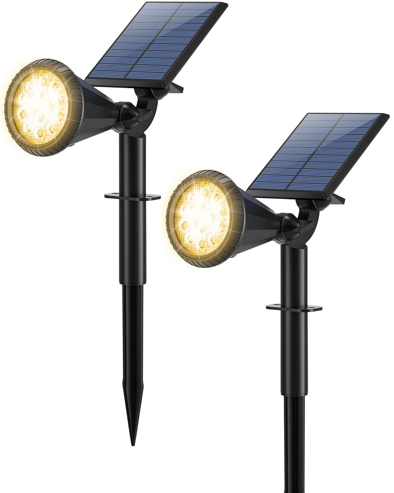 Tadyreal Solar Spot Lights Outdoor Waterproof 180 Adjustable Solar Powered Landscape Lights For Yard 4 Lighting Modes Solar Spotlights For Pathway Garden Outside Wall Pool Porch (2 Pack  Warm White)
