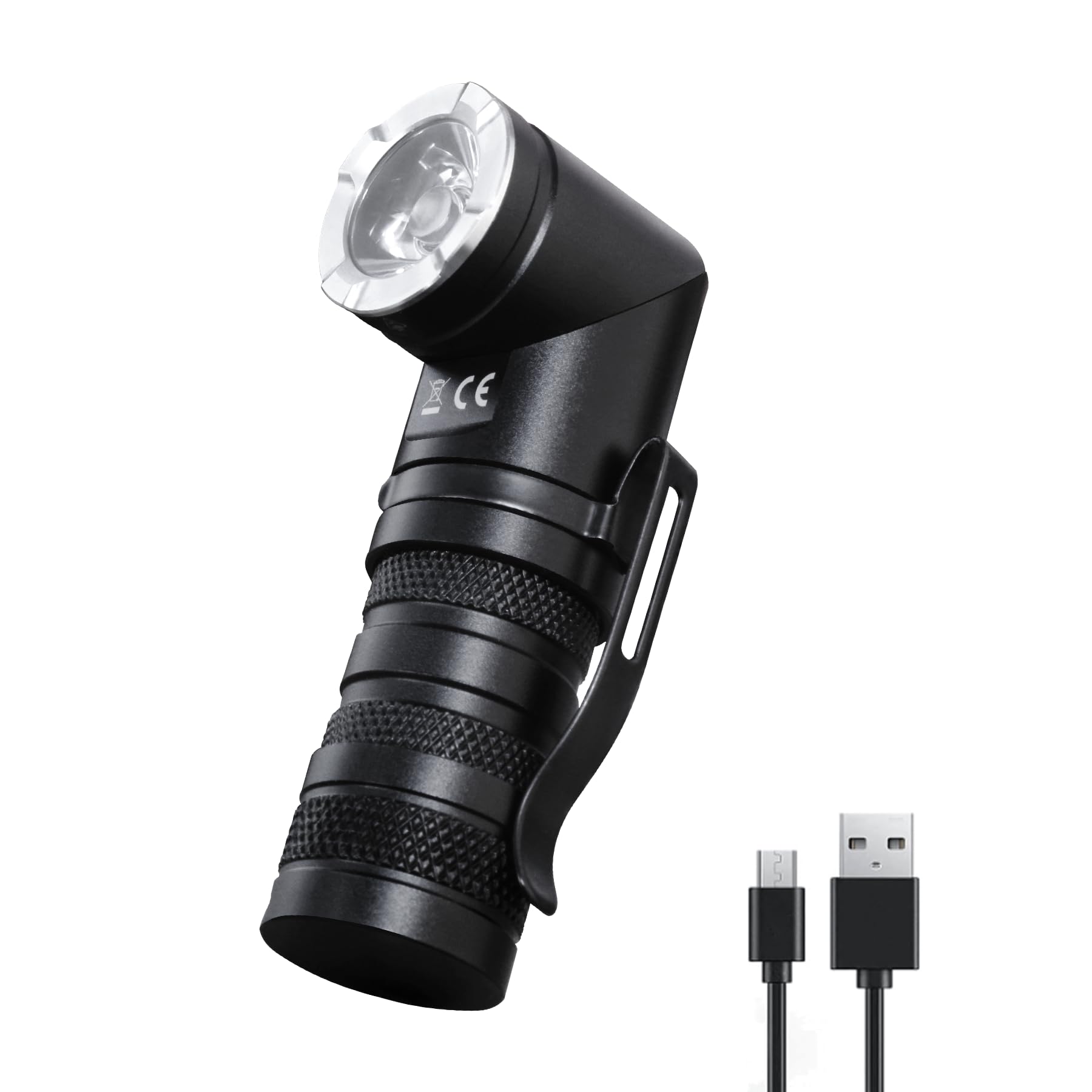 HAUTMEC 1400 Lumen Rechargeable LED Flashlight, 90 Degree Swivel Head, 5 Modes, Magnetic Base, Model HT0378-WL, Pro Swivel Flashlights