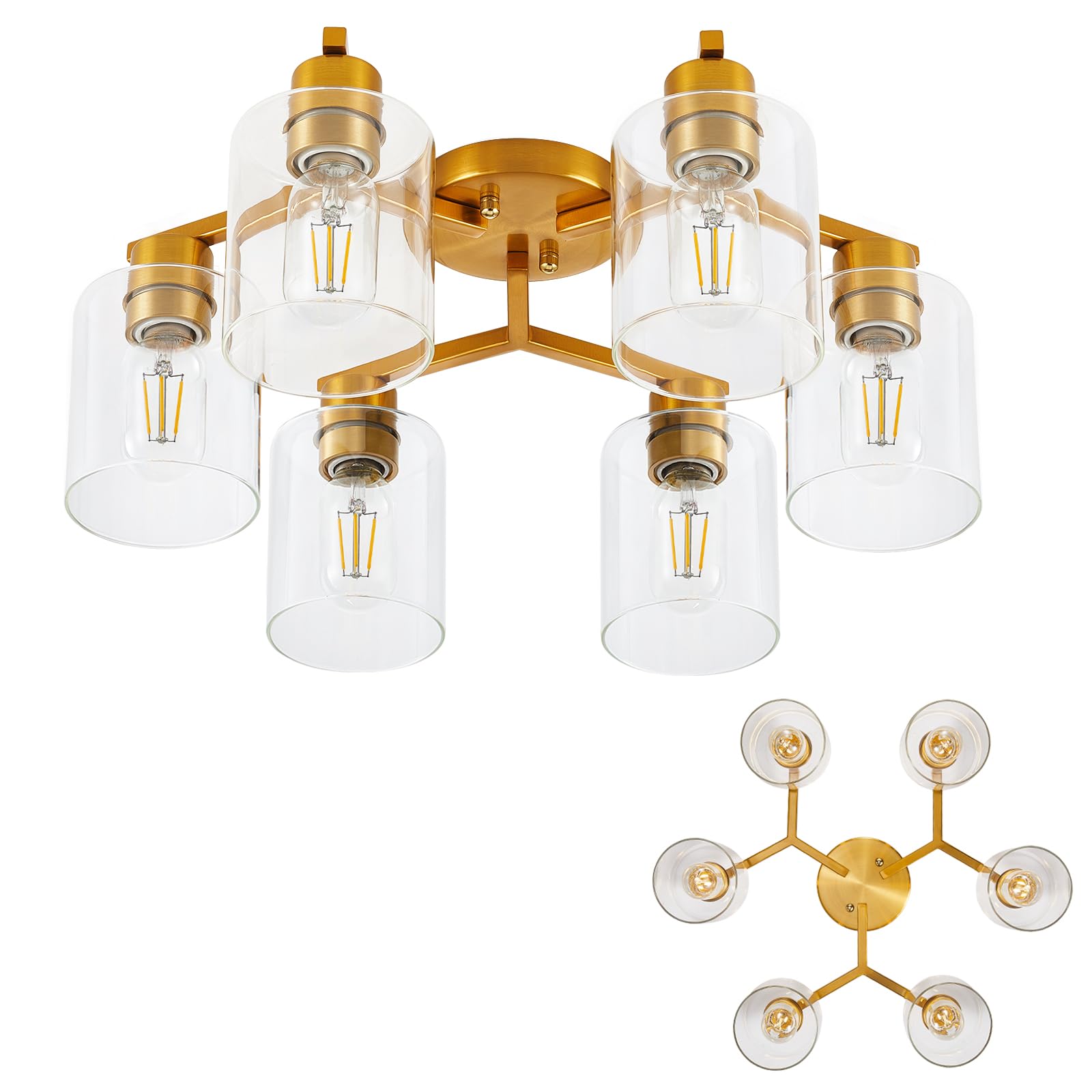 Kitchen Lighting Fixtures Ceiling Living Room Ceiling Light Fixture Gold Kitchen Ceiling Light Fixtures 6-Light Semi Flush Mount