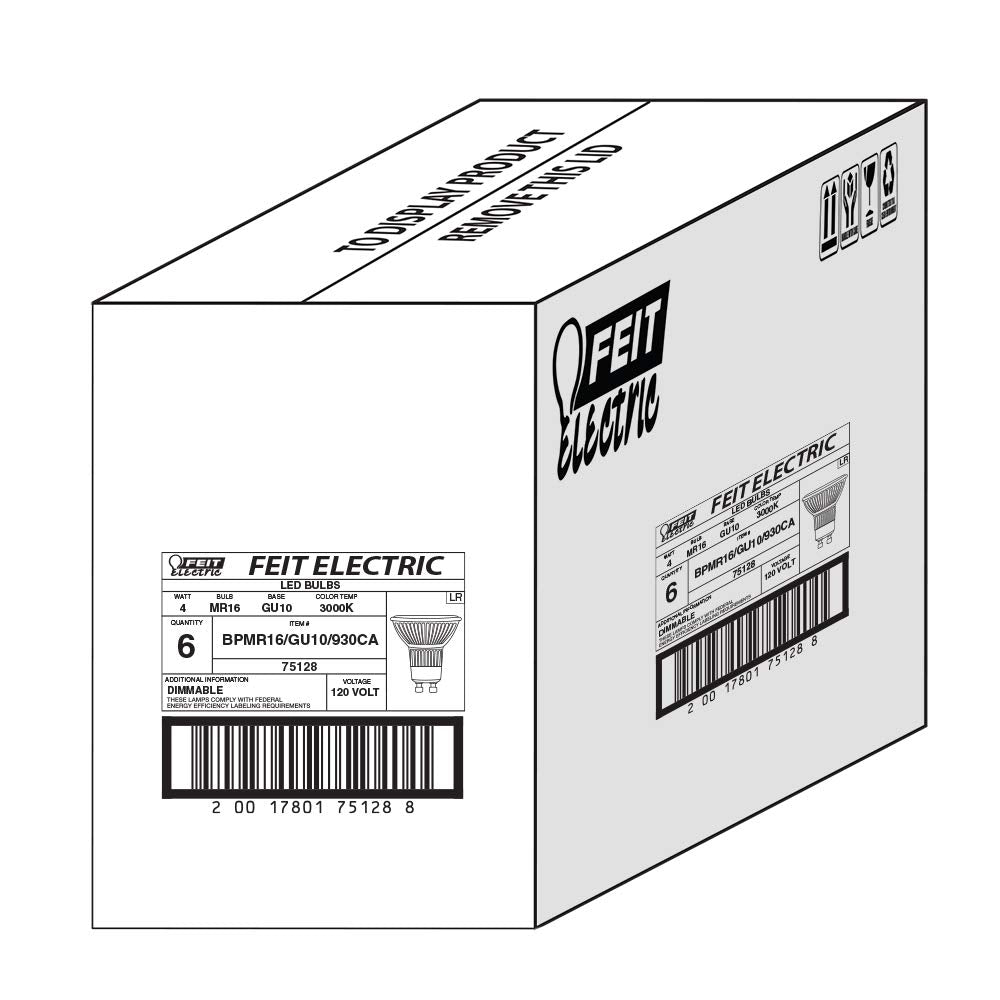 Feit Electric 4W Led Mr16 Gu10 Bulbs With 35W Equivalent, Dimmable, Mr16 Bulbs, 22 Yrs. Lifetime, 300 Lumens, 3000K Warm White,
