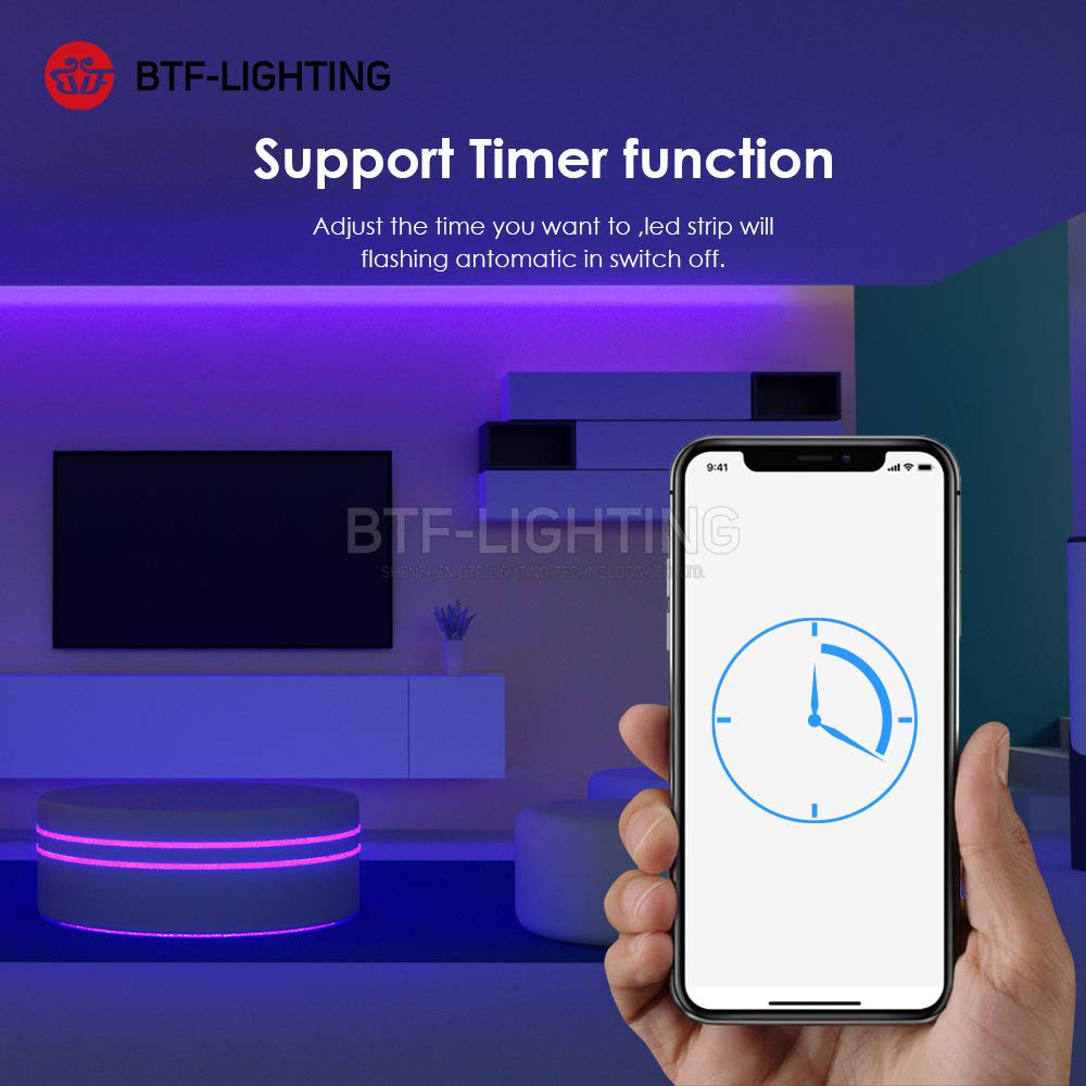 BTF-LIGHTING WS2812B LED Controller SP601E Dual Output Ports, Built-in Mic, White, for Android/iOS, RF Remote, Music Sync