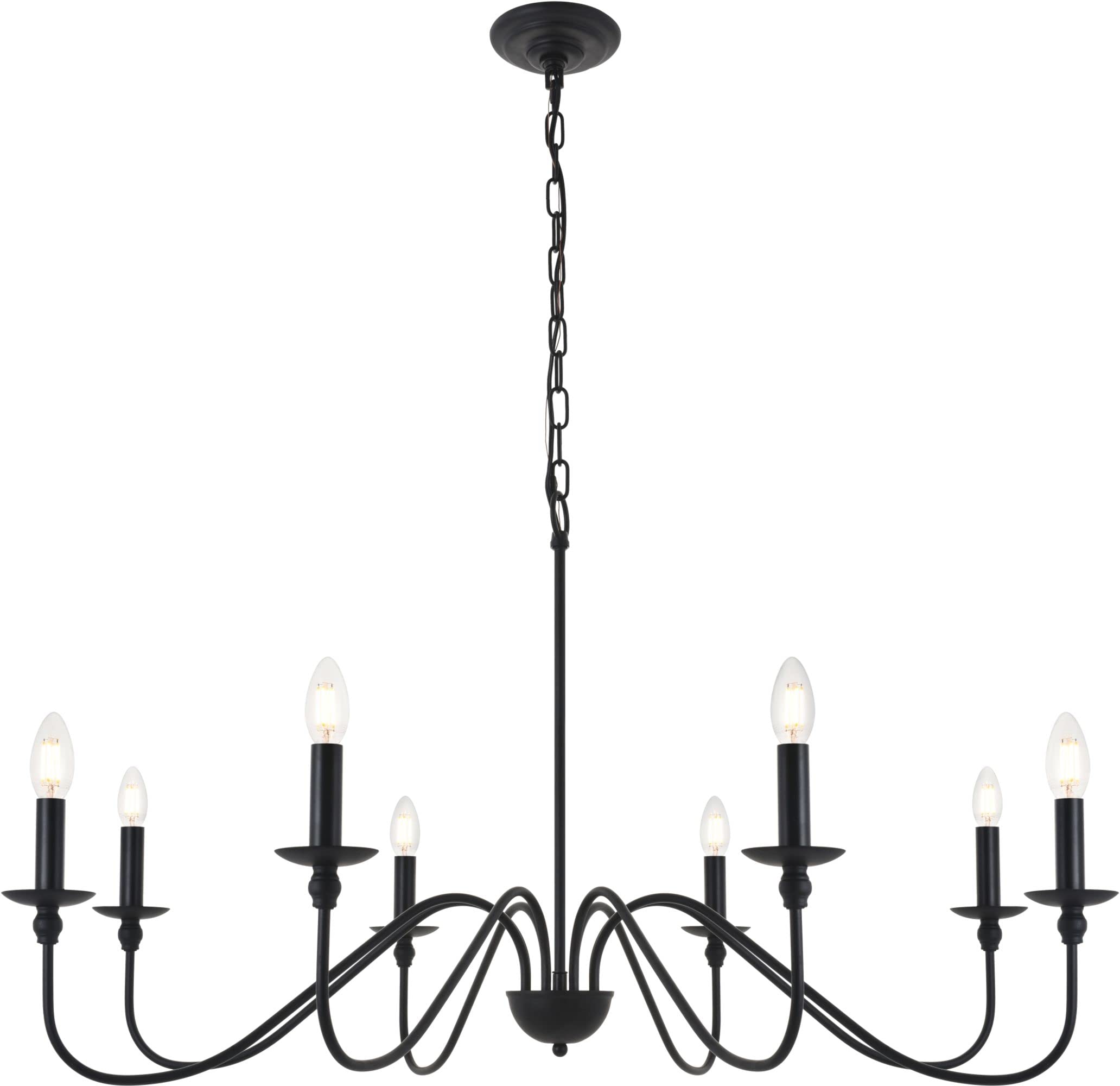 Living District Rohan 8-Light Mid-Century Metal Pendant in Matte Black