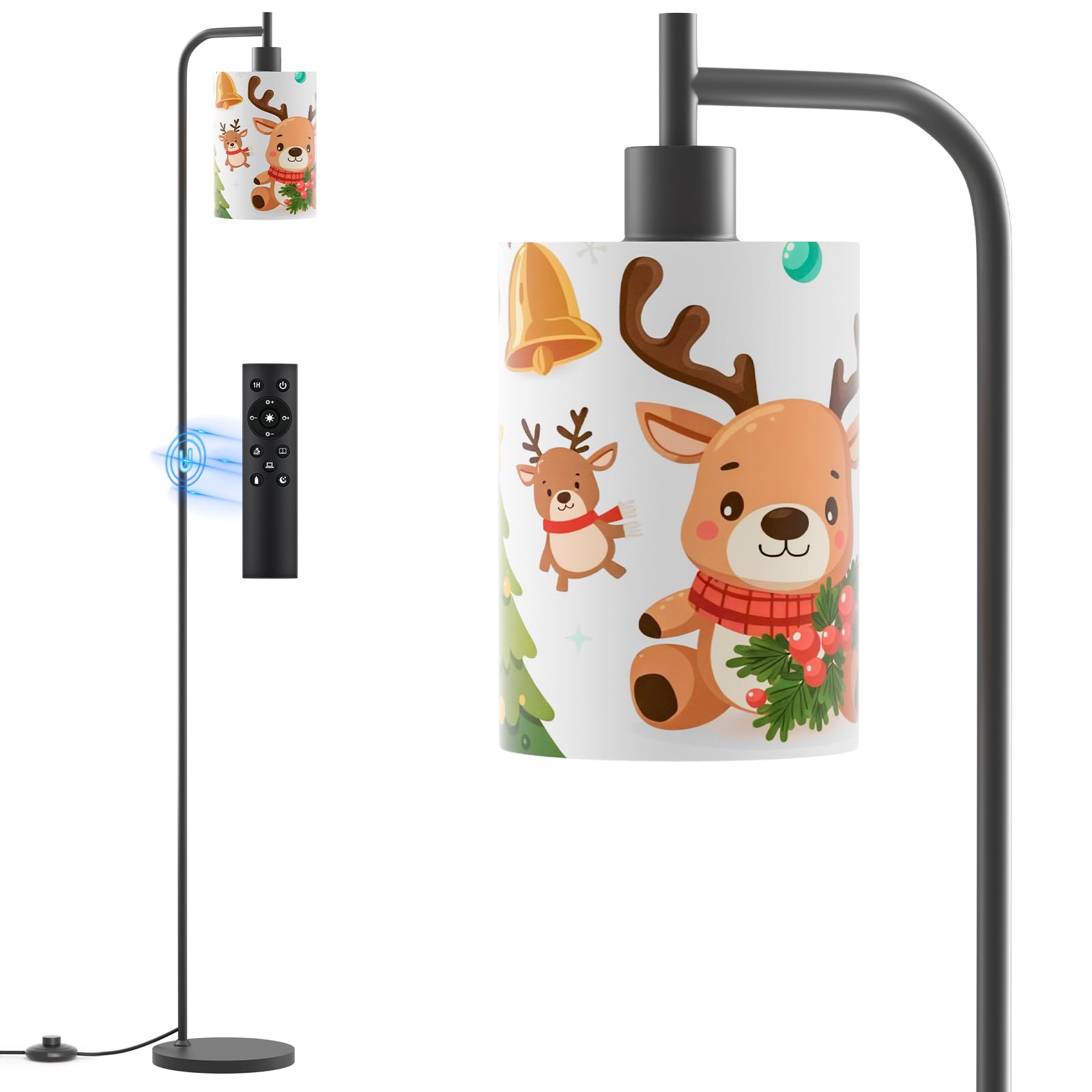 SIBRILLE Kids Floor Lamp with Linen Shade  Dimmable Tall Standing Lamp with Remote Control & 3 Color Temperatures  Modern Floor Lamps for Living Room Bedroom Kids Room  9W LED Bulb Included