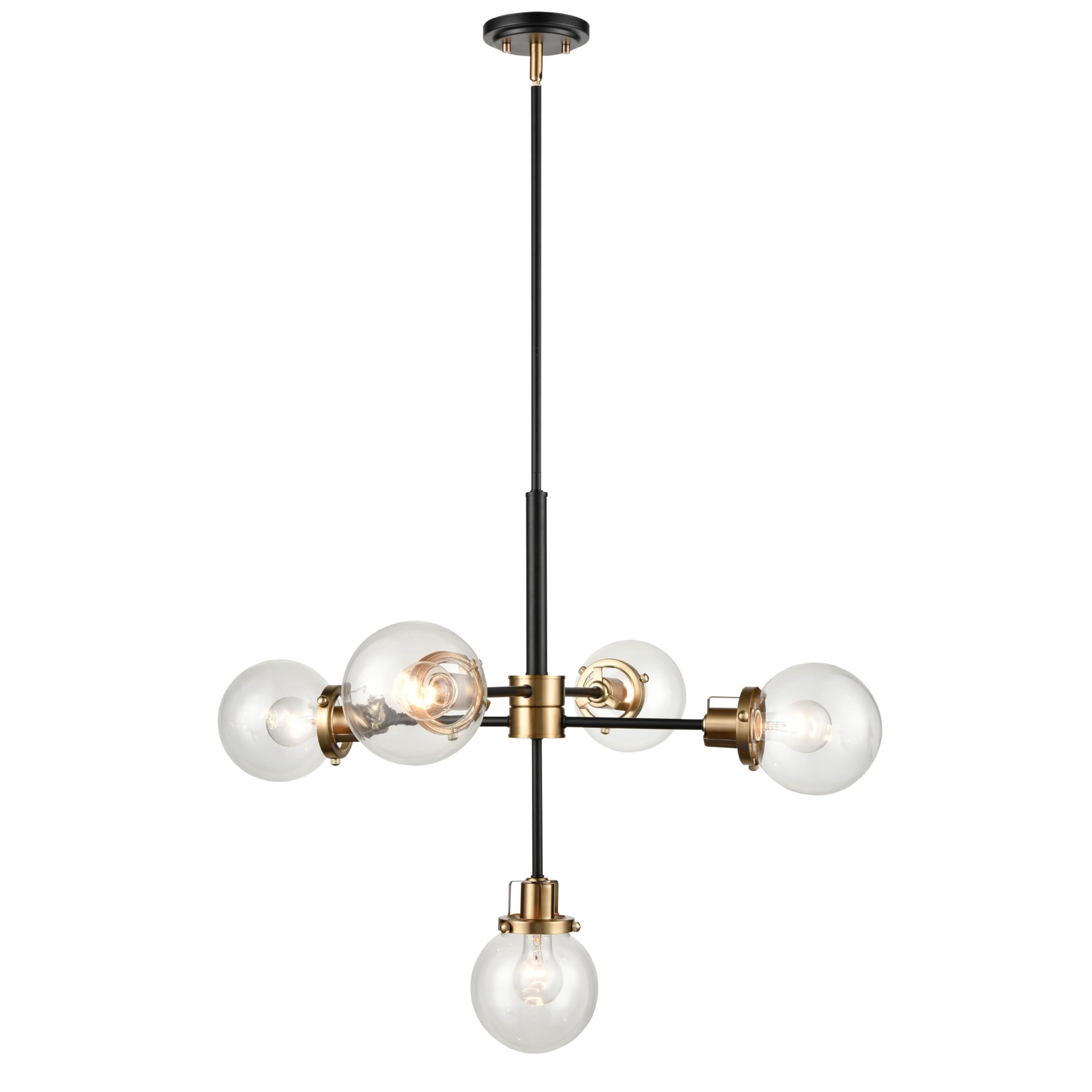 Millennium Lighting 9205-MB/MG Mellrosa - 5 Light Pendant, Matte Black/Modern Gold Finish with Clear Glass