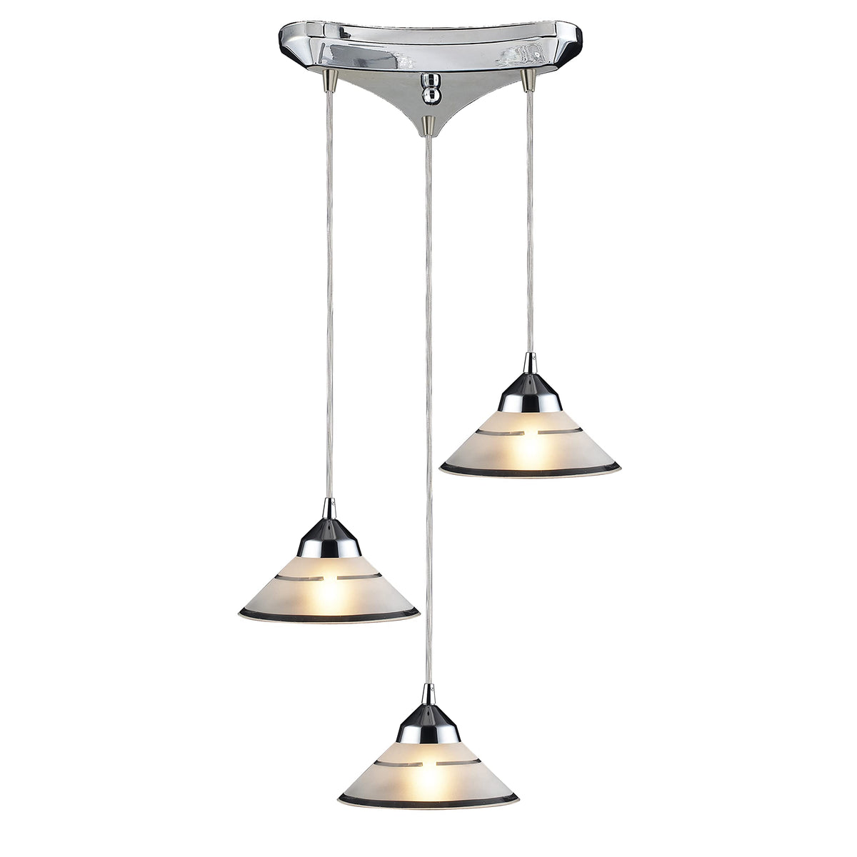 Elk Home Refraction 3-Light Mini Pendant, Polished Chrome & White Satin Glass, Modern Style