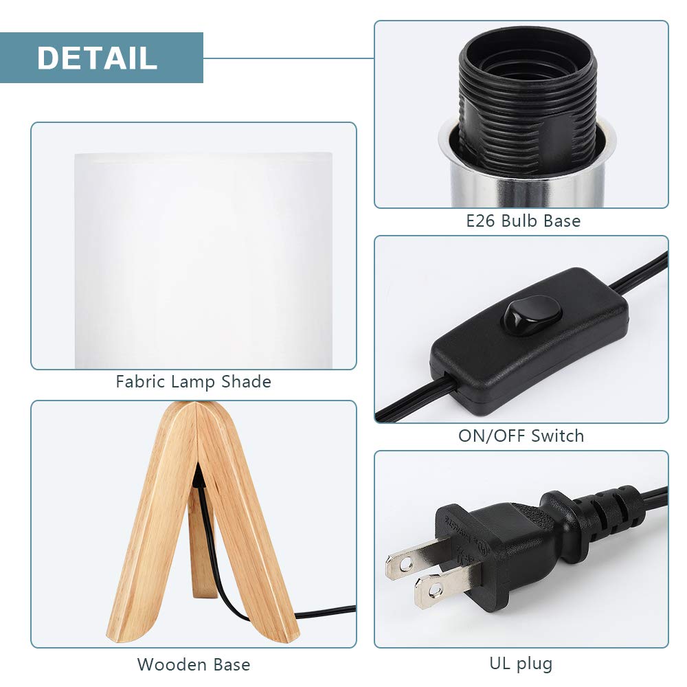 Bty Small White Table Lamp - Cute Desk Lamp With Fabric Shade & Tripod Base For Kids & Office