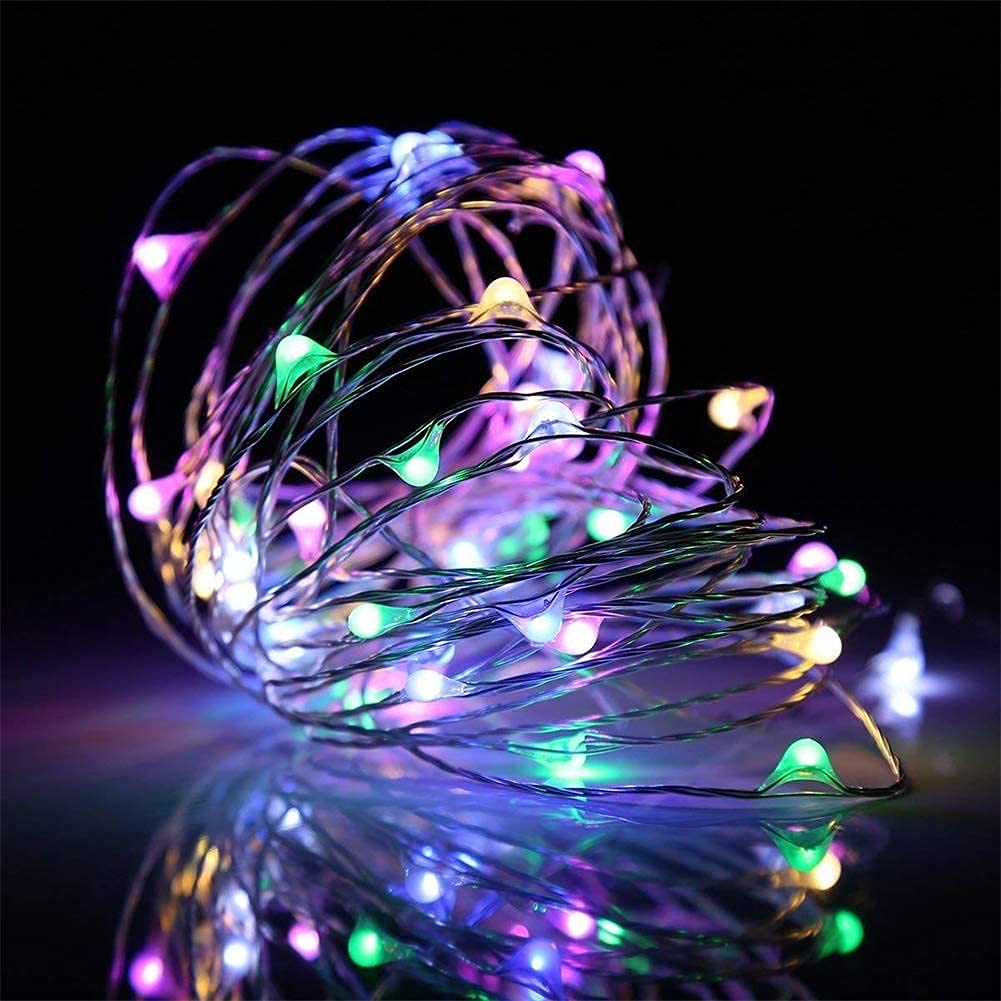 yongzhenlite 4 Pack Battery Operated LED Fairy Lights, Timer Function, 10 Feet, Multicolor, Copper Material