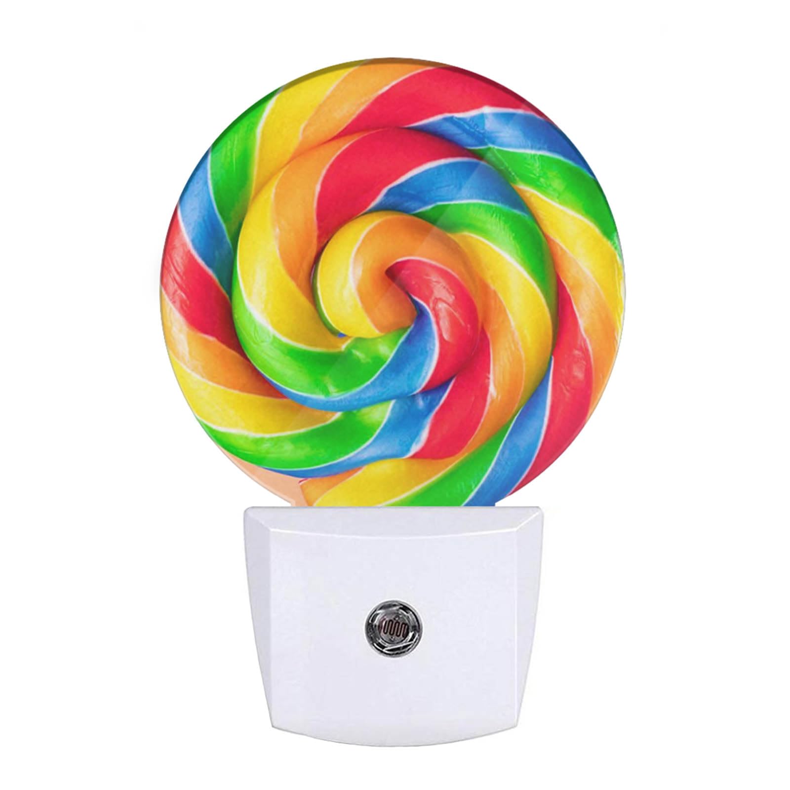 EKOBLA Lollipop Night Light, Colorful Candy Rainbow Swirl Night Lights Plug into Wall for Boys Girls, Led Lamp for Stairway/Hall
