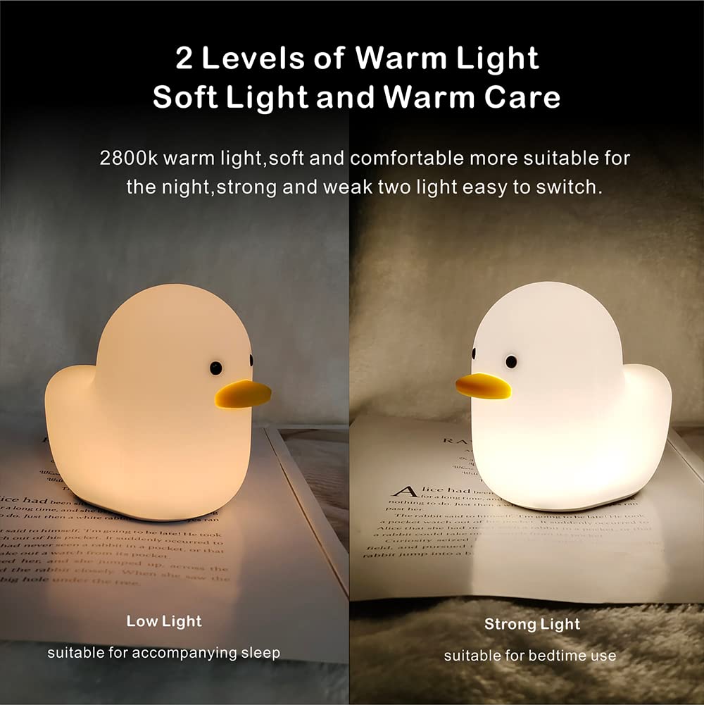LEDHOLYT Kids Night Light - Cute Silicone Duck Nursery Lamp for Baby and Toddler, Animal Squishy Lamp for Bedroom, Boys and Girl