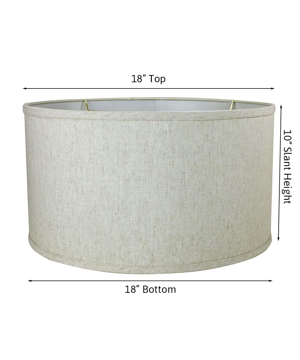 18X18X10 Textured Oatmeal Shallow Drum Lampshade With Brass Spider Fitter - Perfect For Table And Floor Lamps - Extra Large, Tex