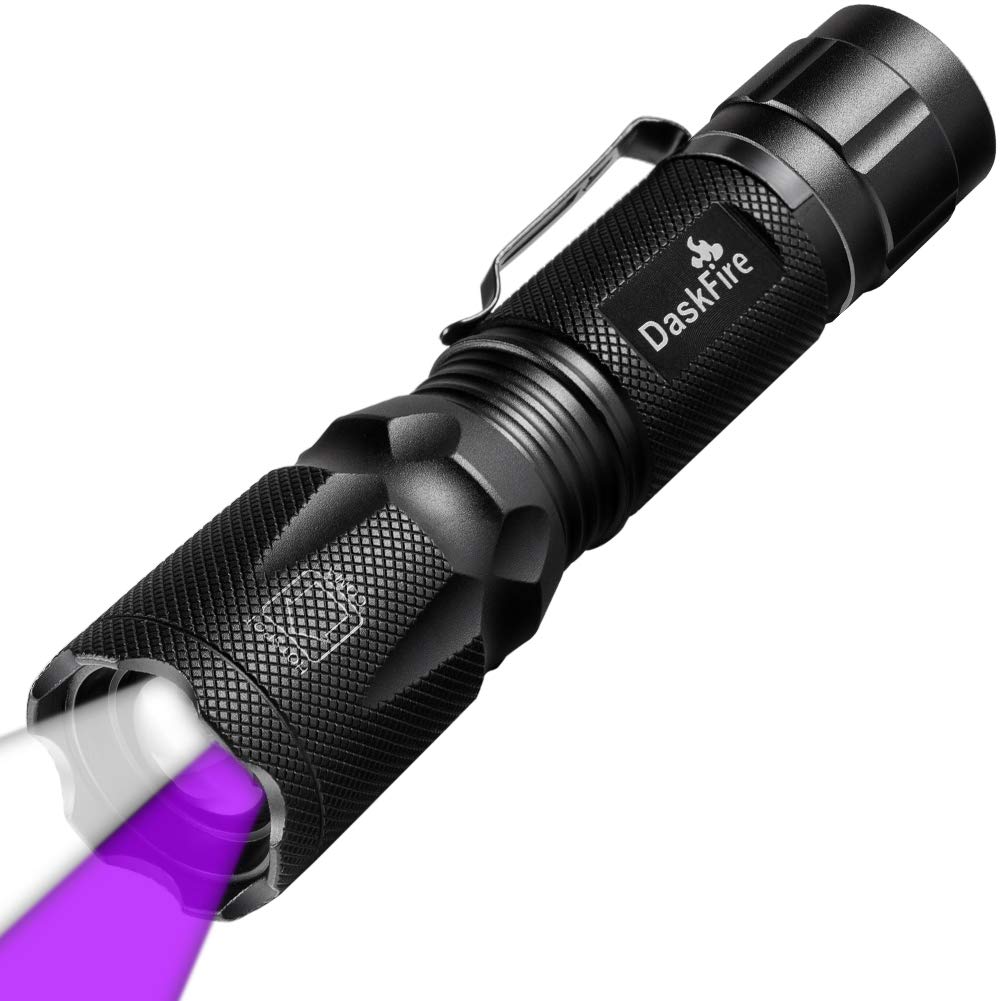 DaskFire Blacklight Flashlight, UV 395nm, High Lumen, Aluminum, Scorpion Hunting, Pet Stain Detection, Flashlight Only