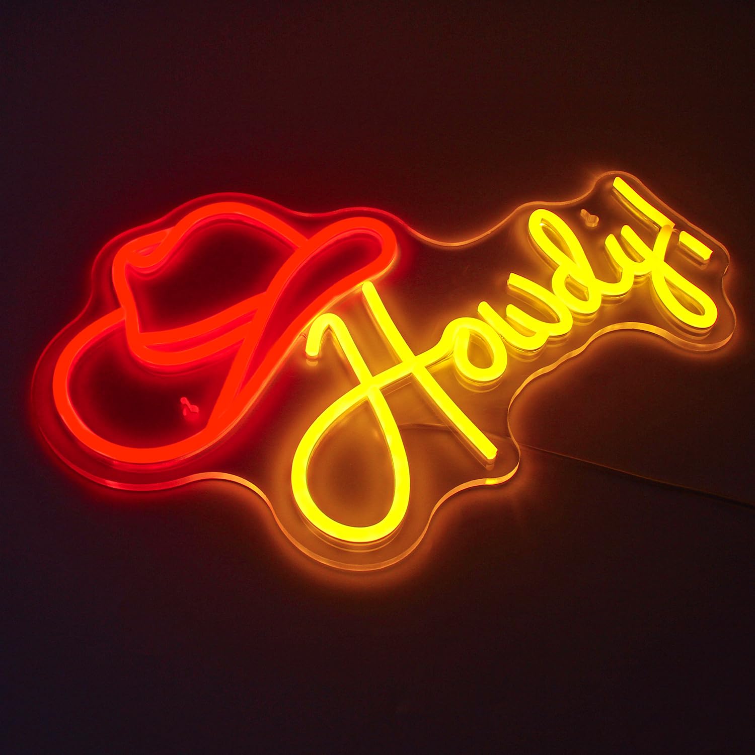 ineonlife LED Cowboy Hat Neon Sign, Red Acrylic Wall Decor, USB Powered, 16.5 x 11 in, Model QY-1200
