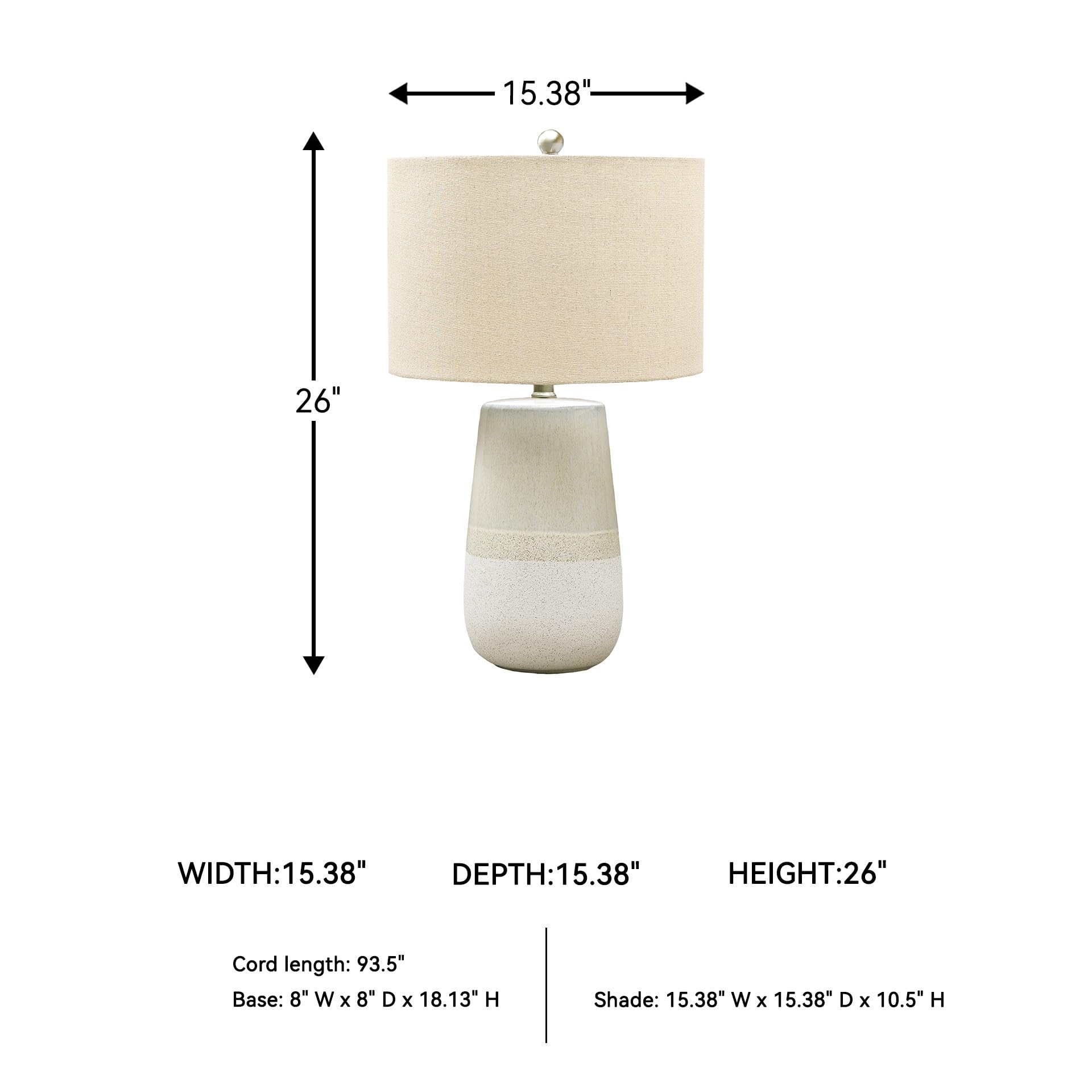 Signature Design By Ashley Shavon Table Lamp, 27 Textured Ceramic, Beige & White, Model L100724