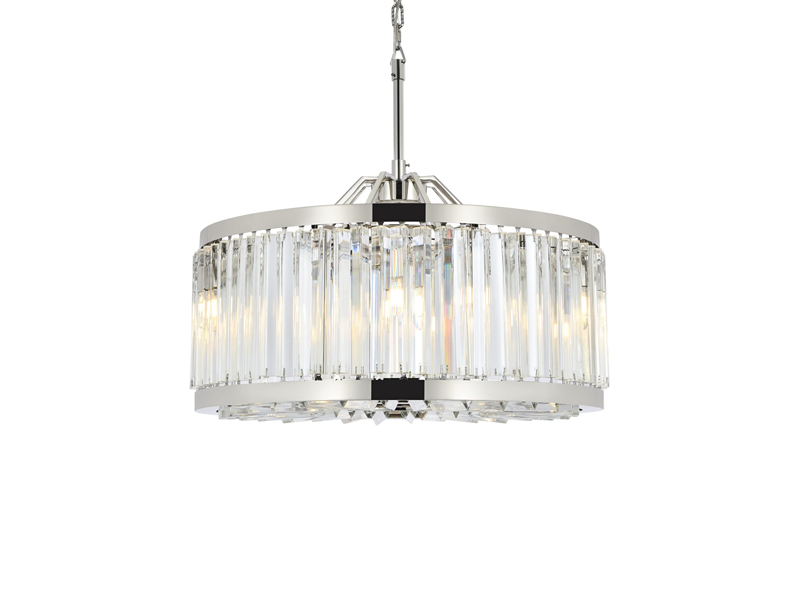 Elegant Lighting Chelsea Collection 8-Light Pendant Lamp with Royal Cut Crystals, Polished Nickel Finish