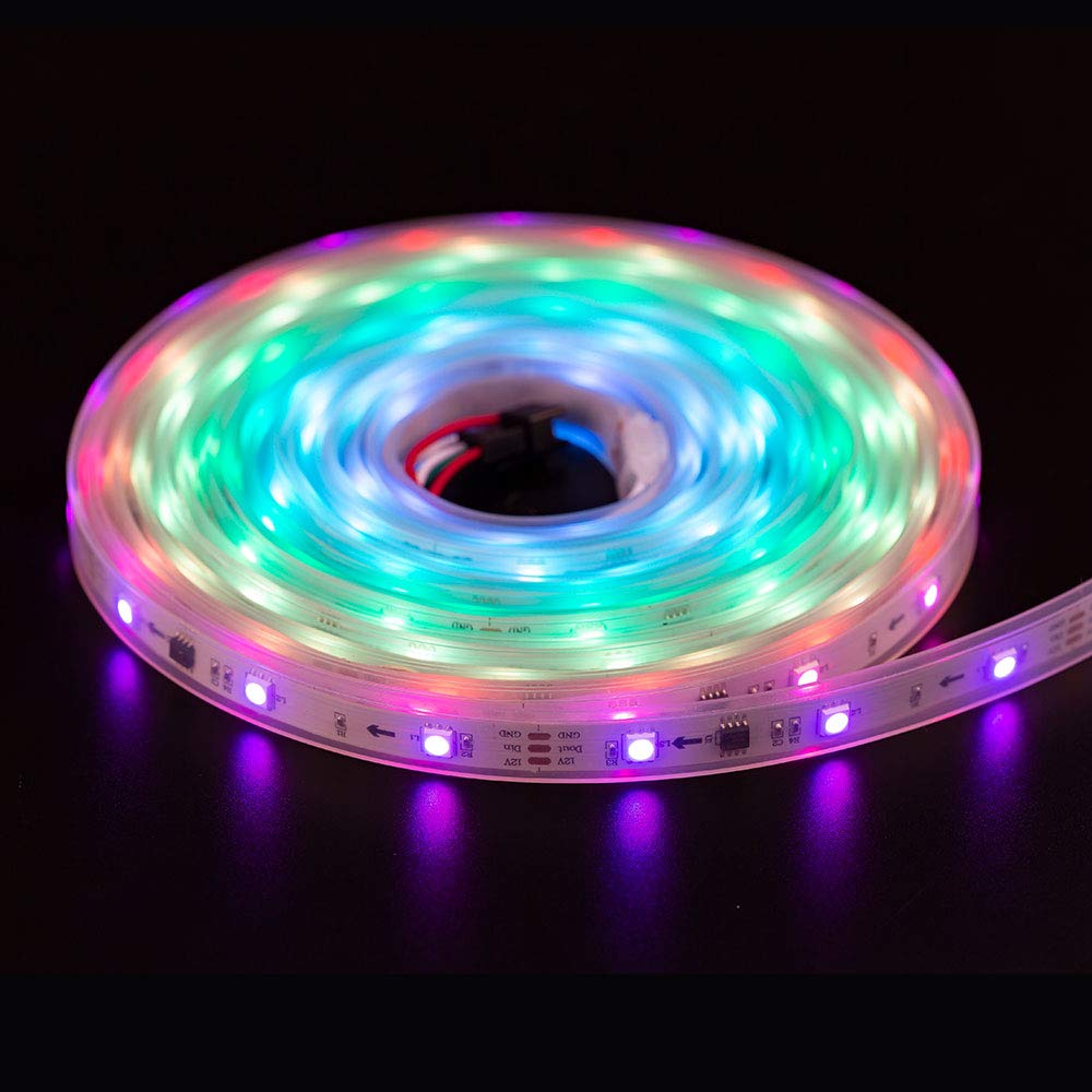Btf-Lighting Ws2811 Ic=Rgb+Ic Addressable Dream Color Led Strip 16.4Ft 30Leds/M 10Pixels/M Ip67 Waterproof White Pcb Flexible Dc