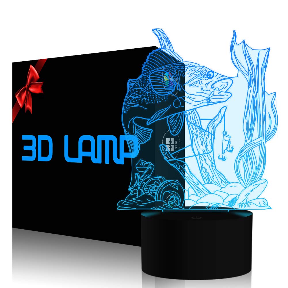 3D Fishing Lamp Illusion Night Light Led Touch Fish Desk Table Lamps 7 Color Change Usb 3D Visual Lights Home Bedroom Decor Ligh