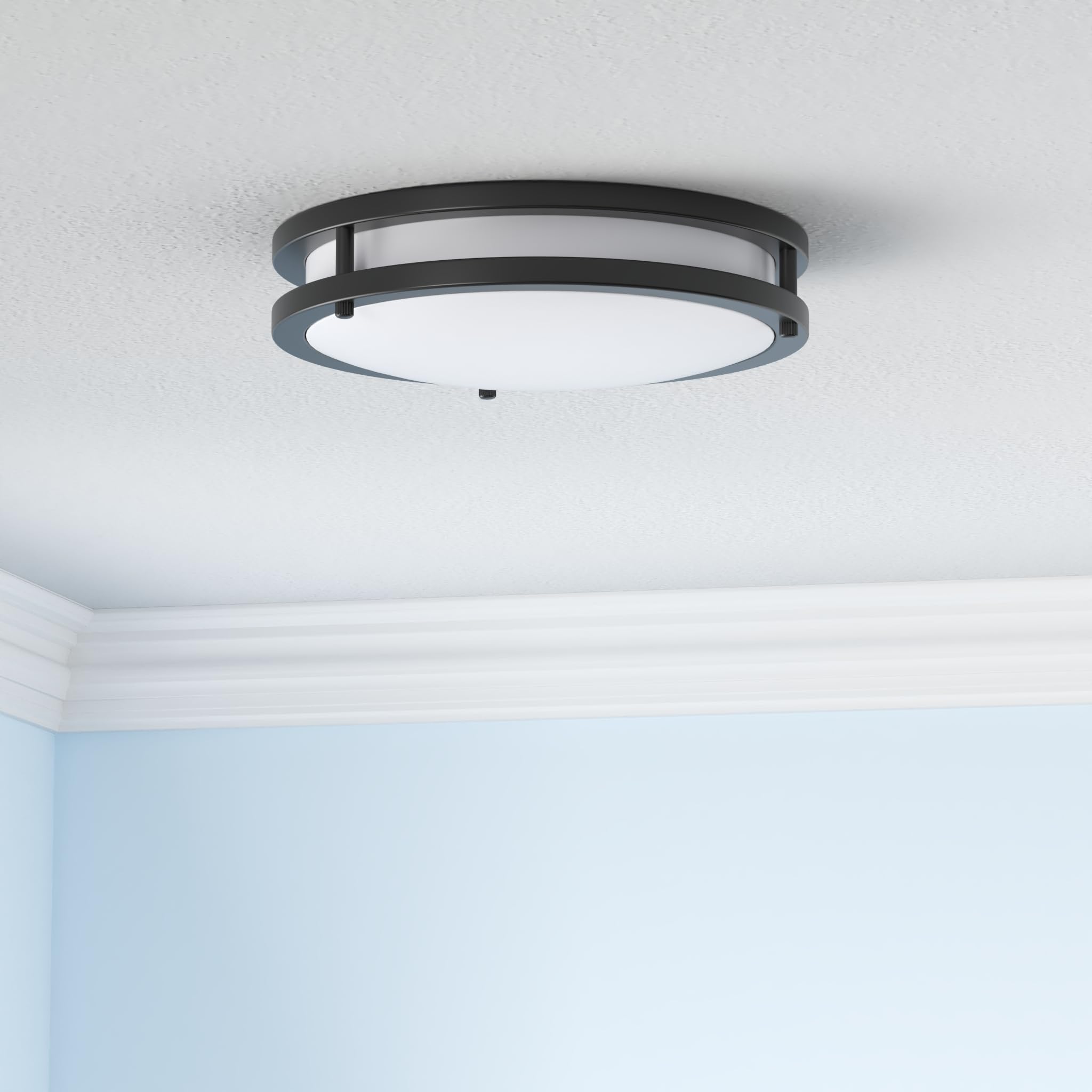 2-Pack 50W Dimmable Flush Mount Ceiling Lights, 16 Inch Black Led Ceiling Light With 5 Color Temperatures In One Selectable, 540