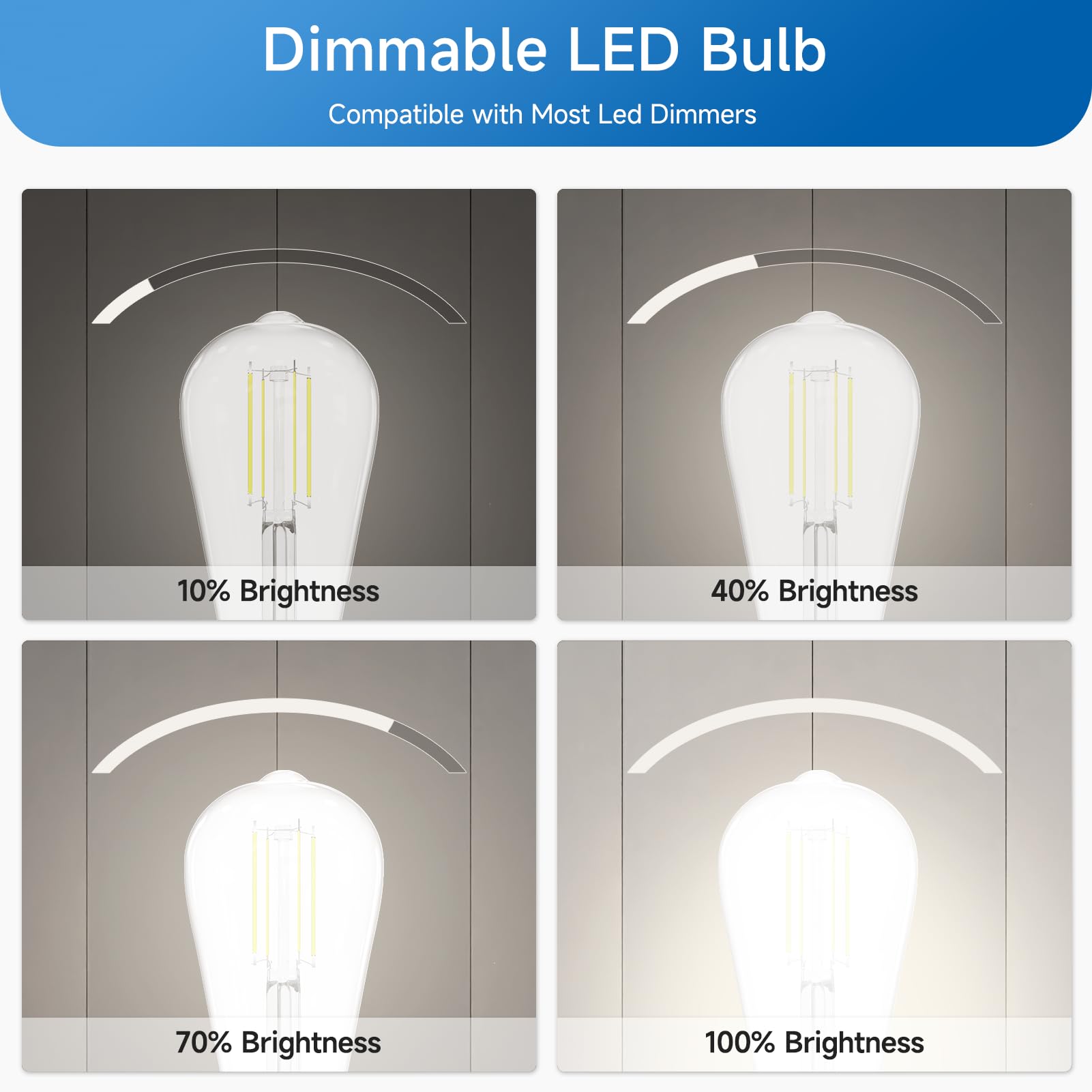 Shinestar Dimmable Edison Bulbs 60 Watt Led, Bright Daylight White 4000K, Vintage St58 Antique Led Filament Bulbs, E26 Medium Ba