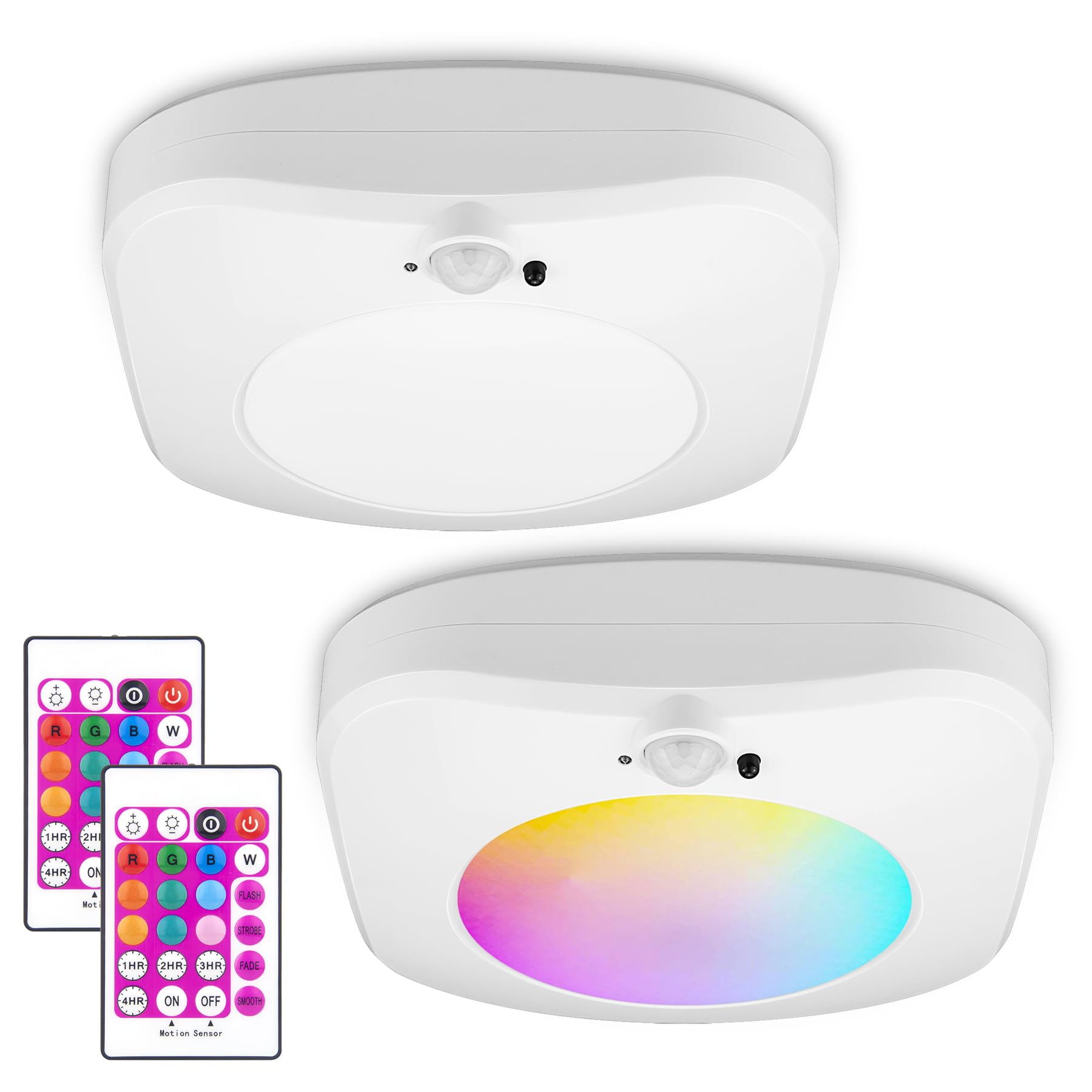 LUXSWAY LED Motion Sensor Ceiling Light, Battery Operated, Remote Control, 6.7in Size, White, Model DY137MIR 10C-2
