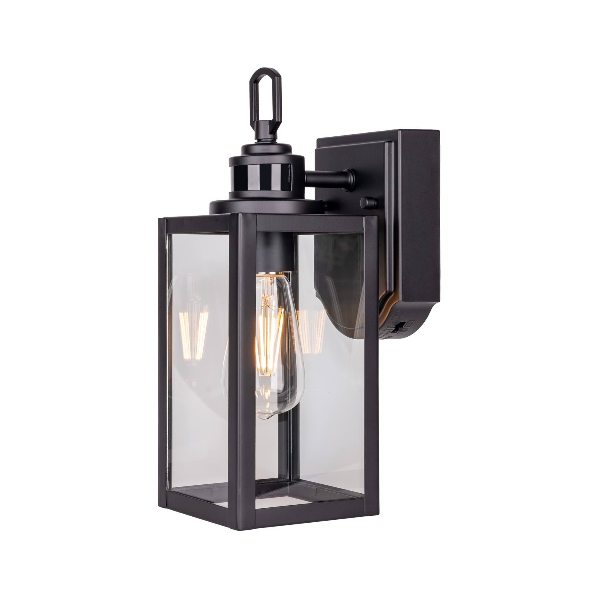 Gruenlich Dusk To Dawn Outdoor Wall Lantern With Pir Sensor, 2-Pack, Matte Black, E26 Base