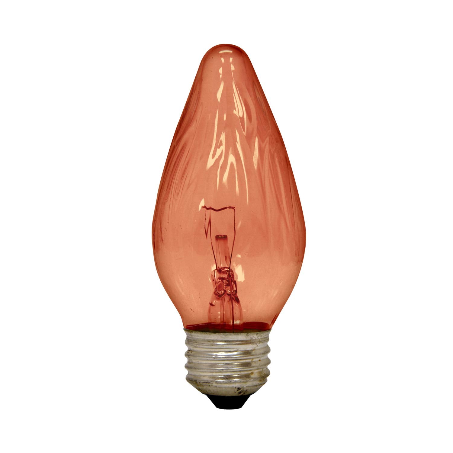 GE Amber Incandescent Light Bulbs,F Type Chandelier Light Bulbs, 25-Watt, 120 Lumen, Medium Base Light Bulbs, Amber, 2-Pack Flam