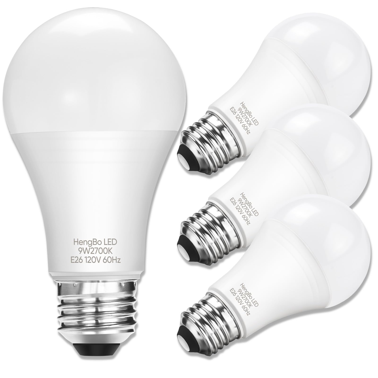 Hengbo 60W Led Light Bulb, 2700K Warm White, 950 Lumens, E26 Base, Pack