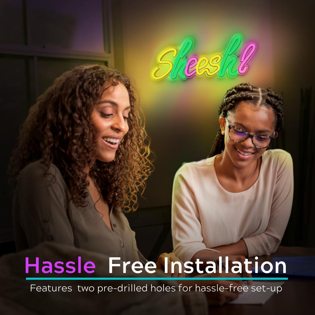 Sheesh Neon Sign - Multi Color LED Neon Light - Tiktok Meme Gaming Room Setup - USB Powered Wall Decor For Bedroom, Livingroom,