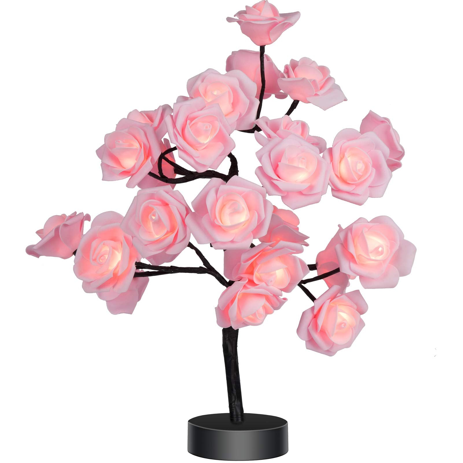 COLORLIFE Birthday Mother's Day Valentine's Day for Mom Women Daughter Wife Girlfriend Sister Pink Flower Rose Tree lamp Cute Room Decor for Bedroom Livingroom
