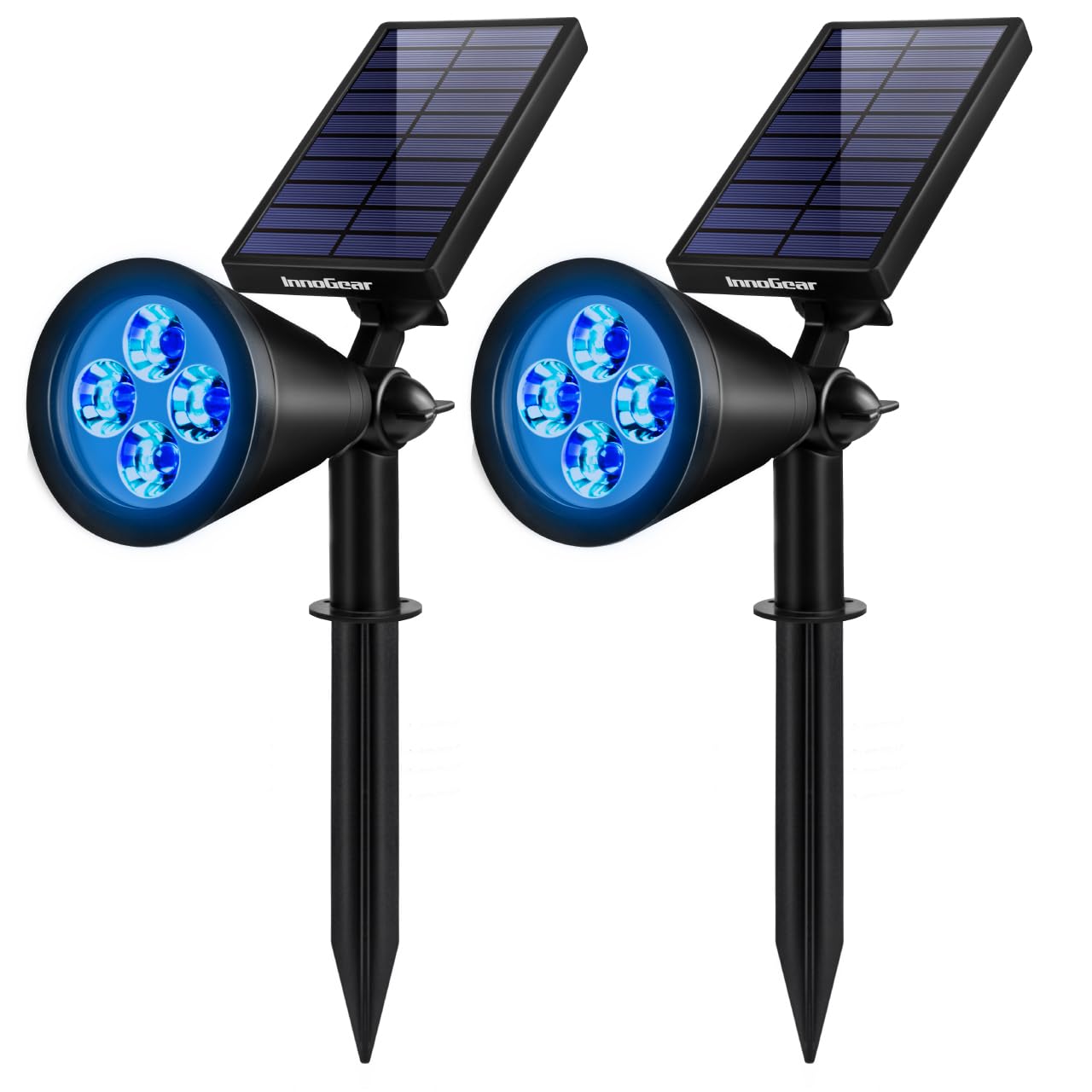 InnoGear Solar Lights Outdoor, Waterproof, Auto On/Off, 2 Pack, Blue Light, Model SL02W-B, High-impact ABS Plastic