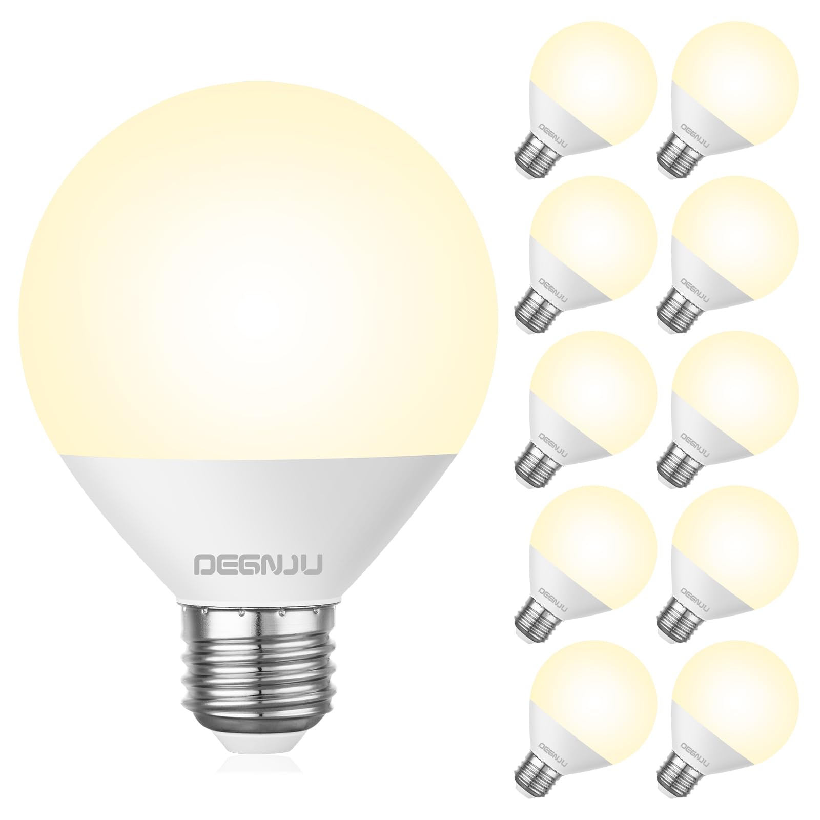 Degnju Led Vanity Light Bulbs, 60W Equivalent, Bathroom Light Bulbs 3000K Warm White, 800 Lumens, G25 Globe Bulb For Makeup Mirr