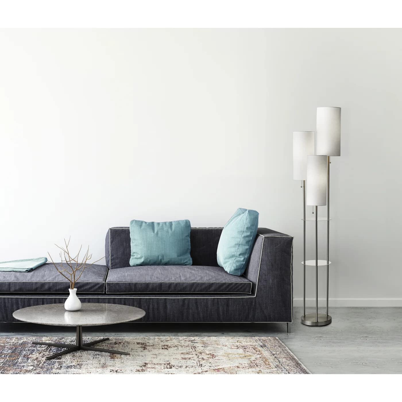 Adesso Trio Floor Lamp 4305-22, Brushed Steel, 68" x 14" x 11.7", Metal Construction