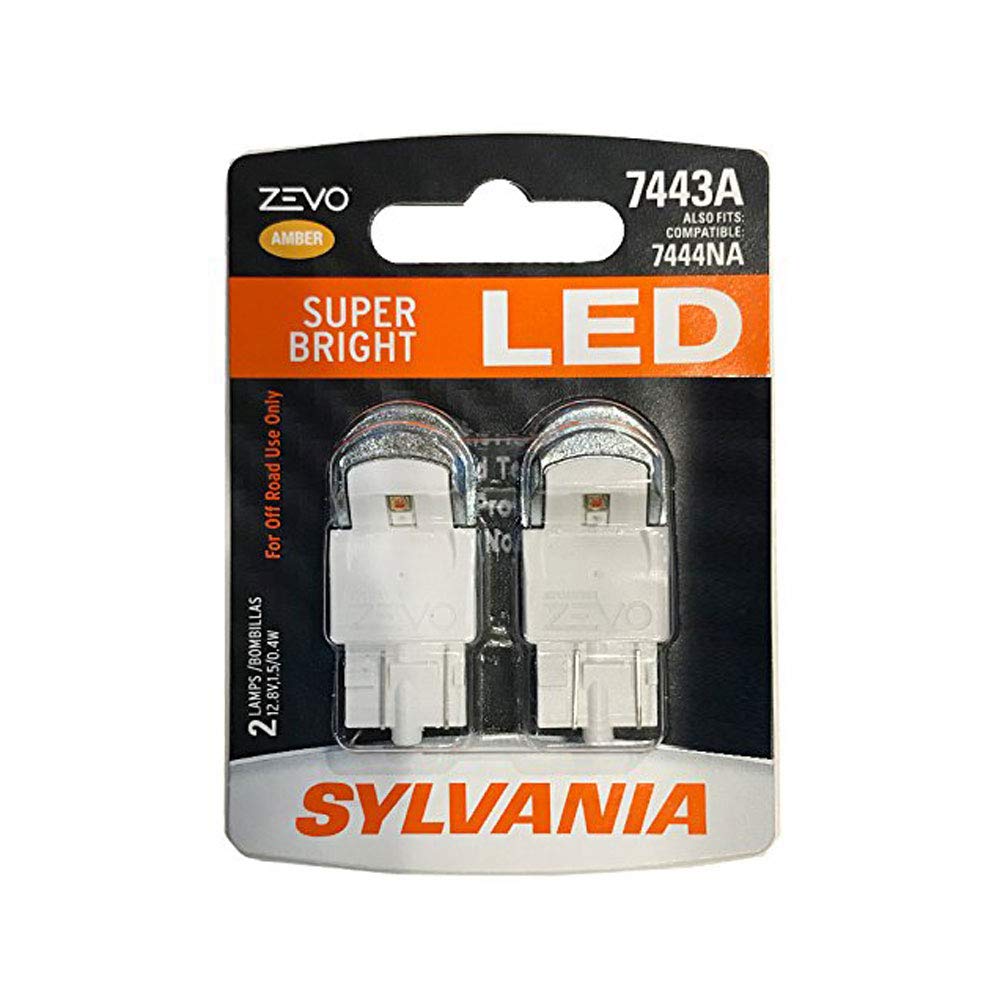 SYLVANIA - 7443 T20 ZEVO LED Amber Bulb - Bright LED Bulb  Ideal for Park and Turn Signals (Contains 2 Bulbs)-New