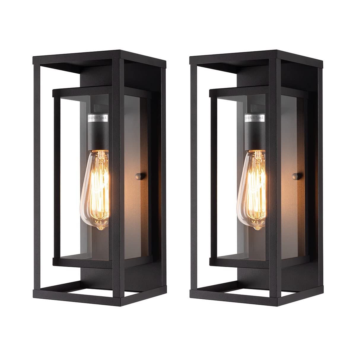 mirrea 14'' Classic Outdoor Wall Sconce 1 Light in Matte Black Rectangular Metal Frame and Clear Glass Shade Waterproof Porch Li