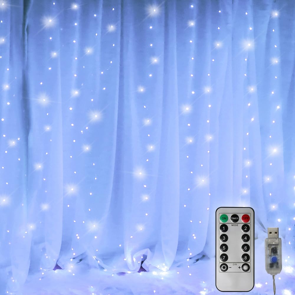 Vicila 300 Led Curtain Lights, Usb Powered Copper String Lights For Home & Party Decor, 9.8Ft