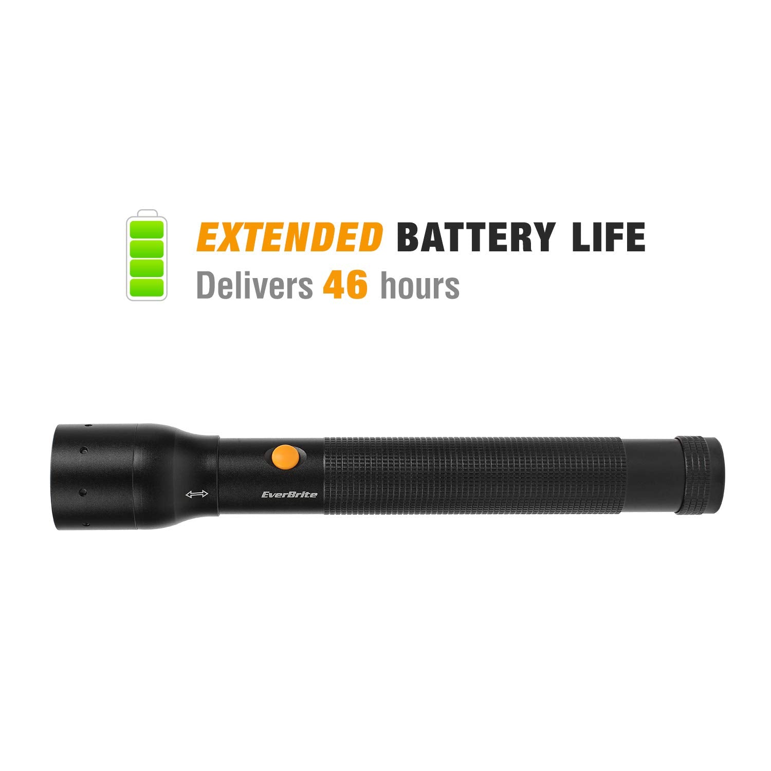 EverBrite Tactical Flashlight, 900 Lumen, Zoomable Focus, 3 Light Modes, Heavy-Duty Aluminum, Black, Model E011115, Includes 3C Batteries