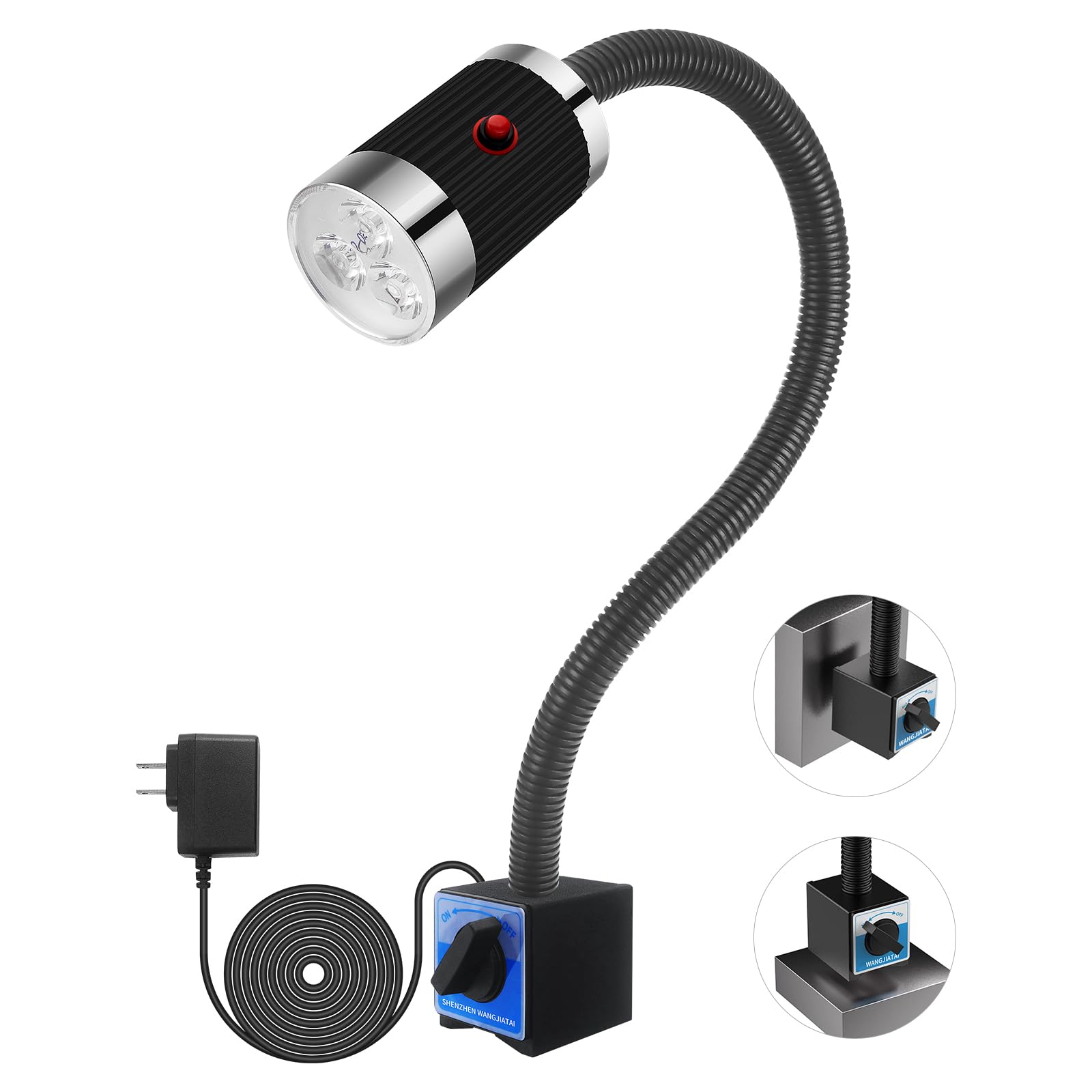 Magnetic Work Light, LED Work Light with Flexible Gooseneck and Magnetic Base, Shop Tool Lamp for Lathe, Work Bench, Sewing Mach