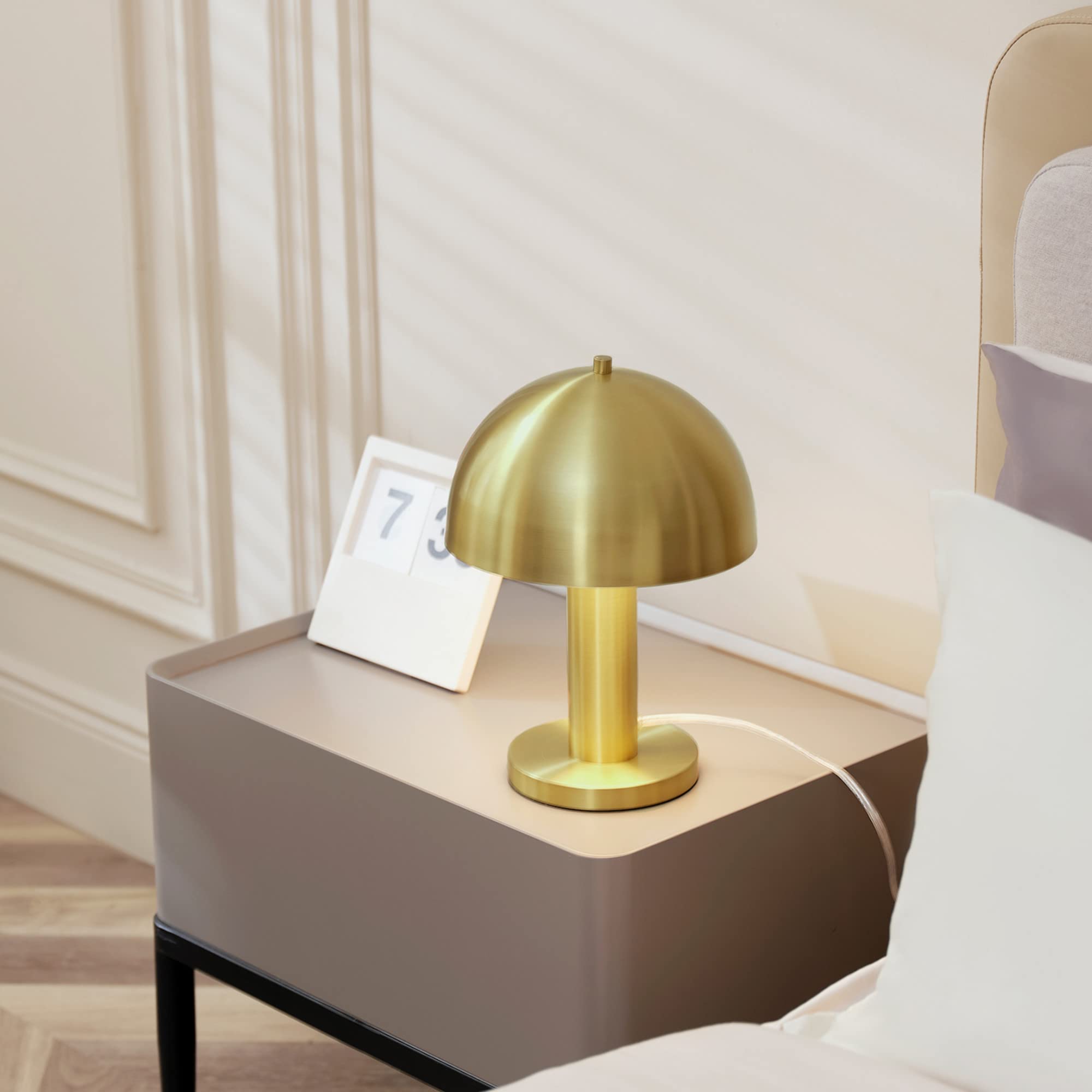 GLOBE 12" Olivia Table Lamp, Matte Brass Finish, Model 65856, Stylish Home Lighting