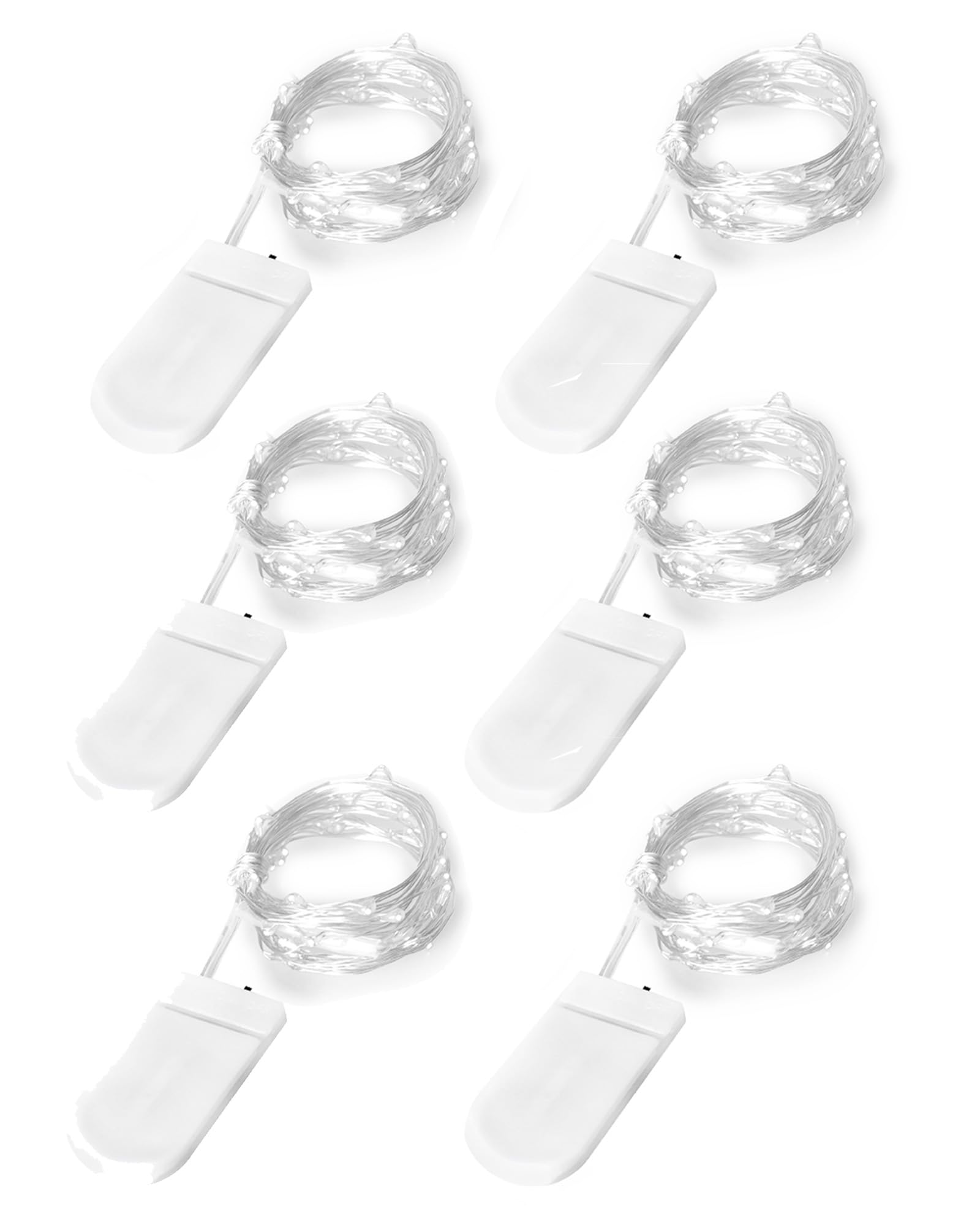 Blingstar Fairy Lights Battery Operated Christmas Lights 6 Pack 7Ft 20LED Mini String Lights Silver Wire Mason Jar Lights Firefly Lights for Bedroom Wedding Birthday Party Centerpiece, Cool White