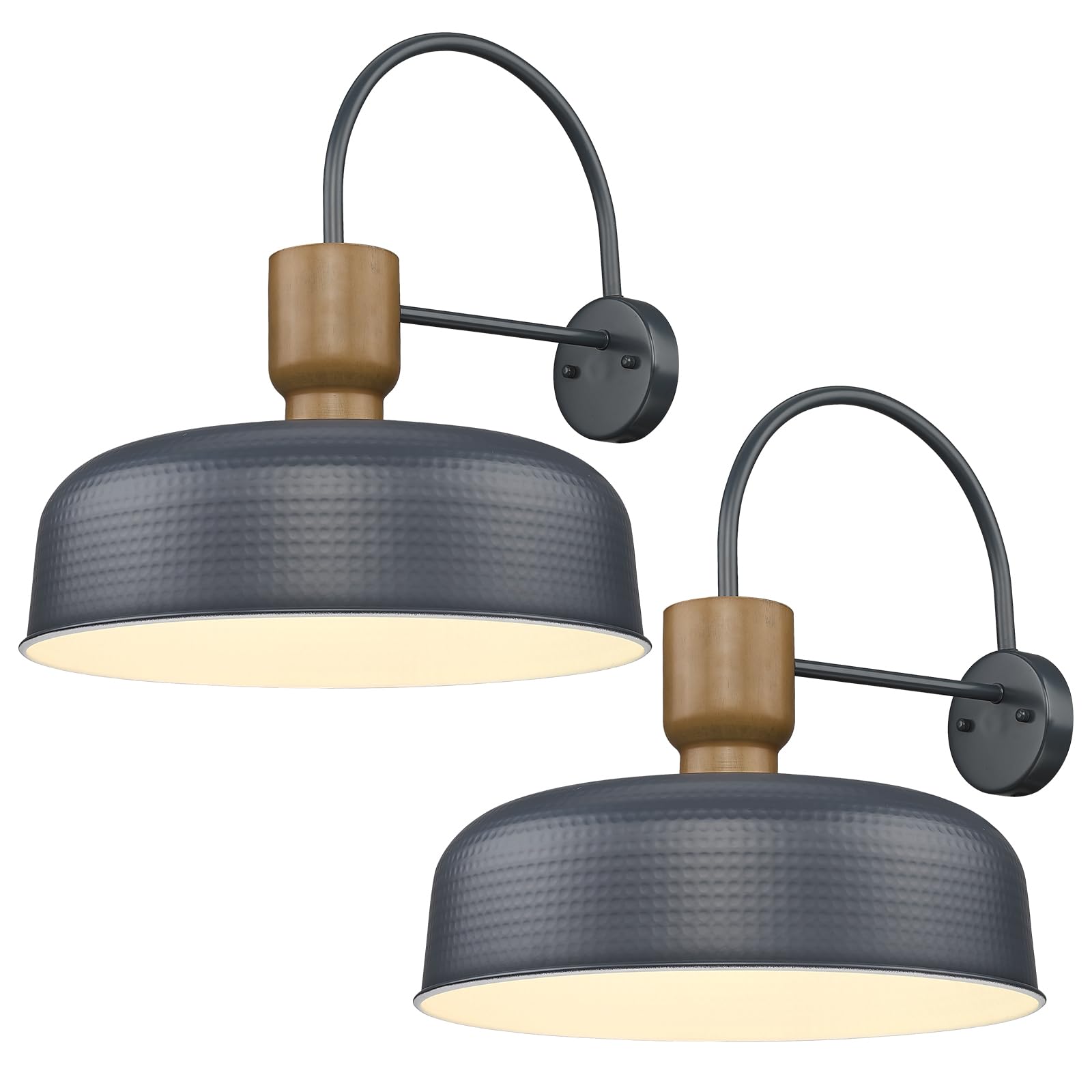 Darkaway Large Barn Light Fixtures 18Inch Dome Wall Lamps Sconces With Hammered Metal Shade  Blue Lighting For Outdoor Indoor Patio Porch Hallway Garage Lights  2 Pack