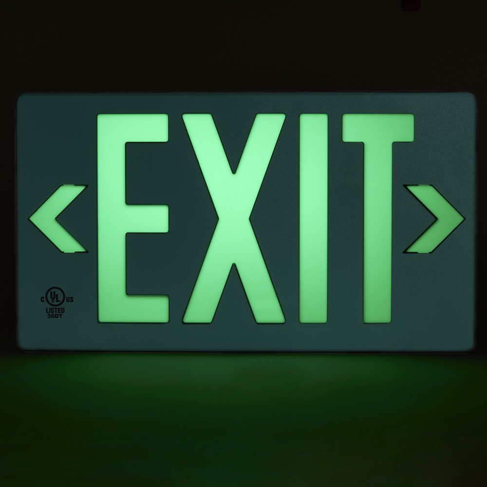 Ul Listed 100 Foot Jessup Glo Brite 7040-100-B Pf100 Molded Plastic Exit Sign, Single-Sided, 8.75&quot; X 15.5&quot;, Green (Mounts 4 Ways, Includes Bracket And Arrows)