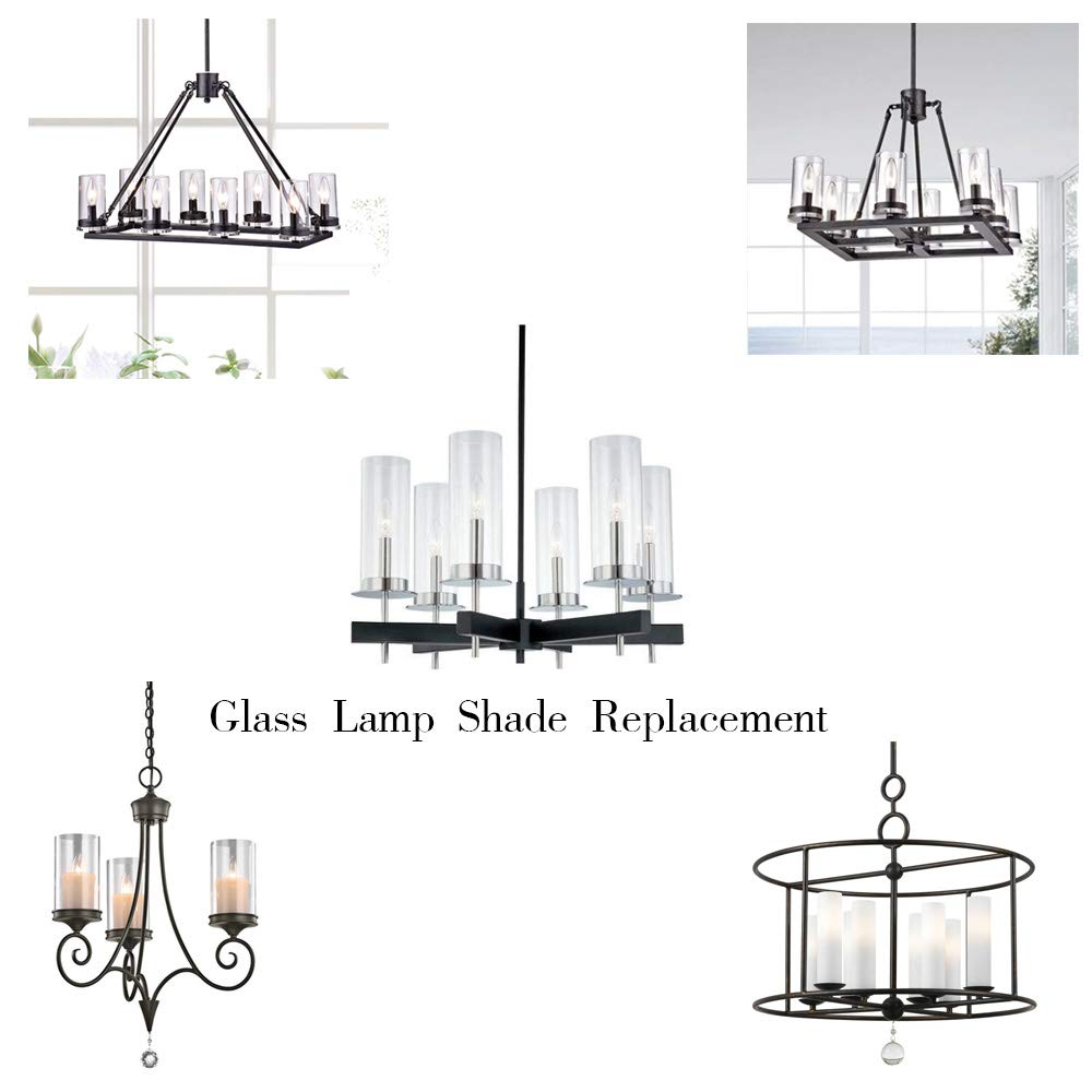 Sunwo Glass Shade Straight Cylinder Glass Lamp Shade Replacement With Multiple Effects (3 In X 6 In Clear Straight Cylinder)