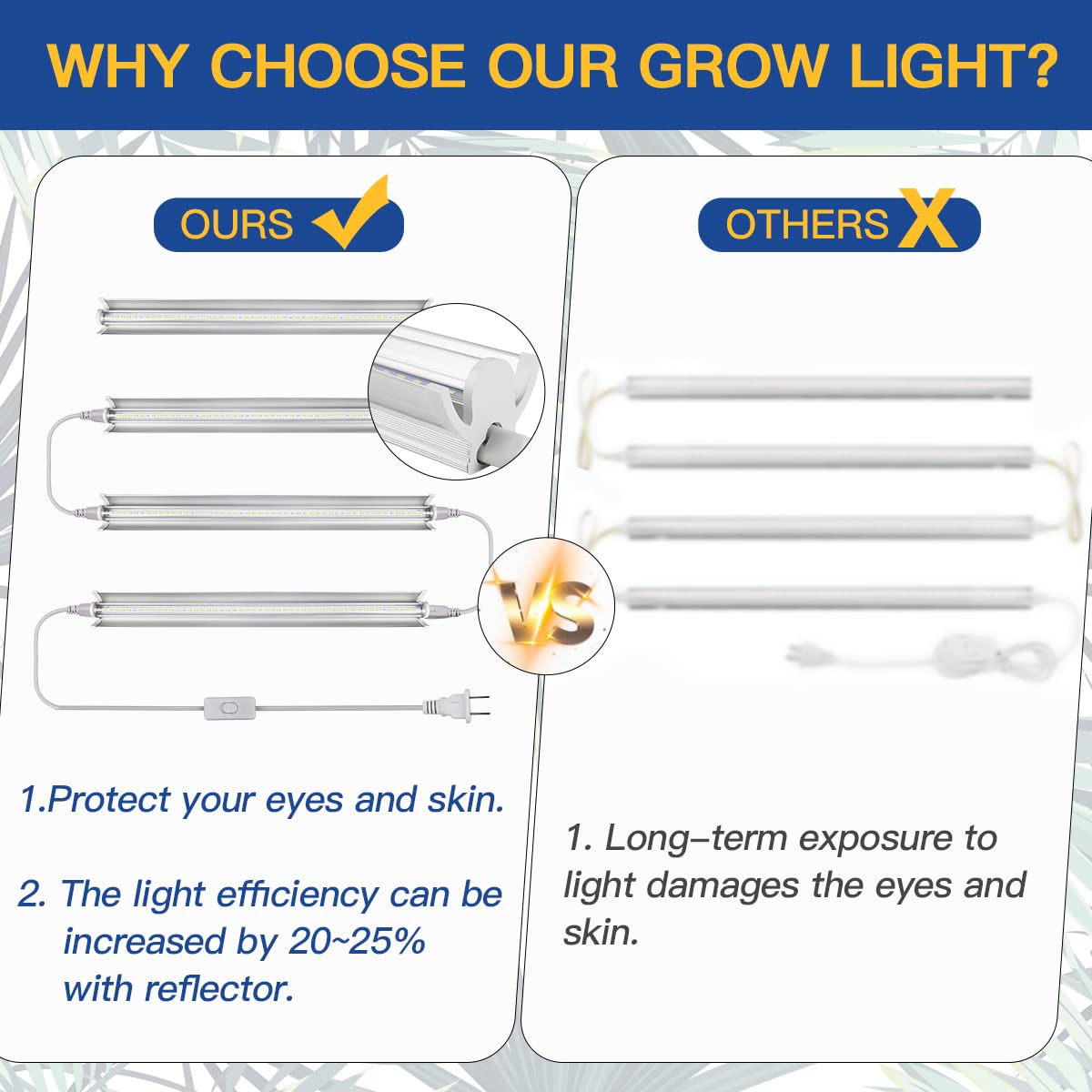 T5 Led Grow Lights, 204Pcs Bulb 5000K White Full Spectrum Plant Light Strips For Indoor Plants, Shelves Greenhouse Seedling, End-To-End Connectable With V-Shaped Reflector